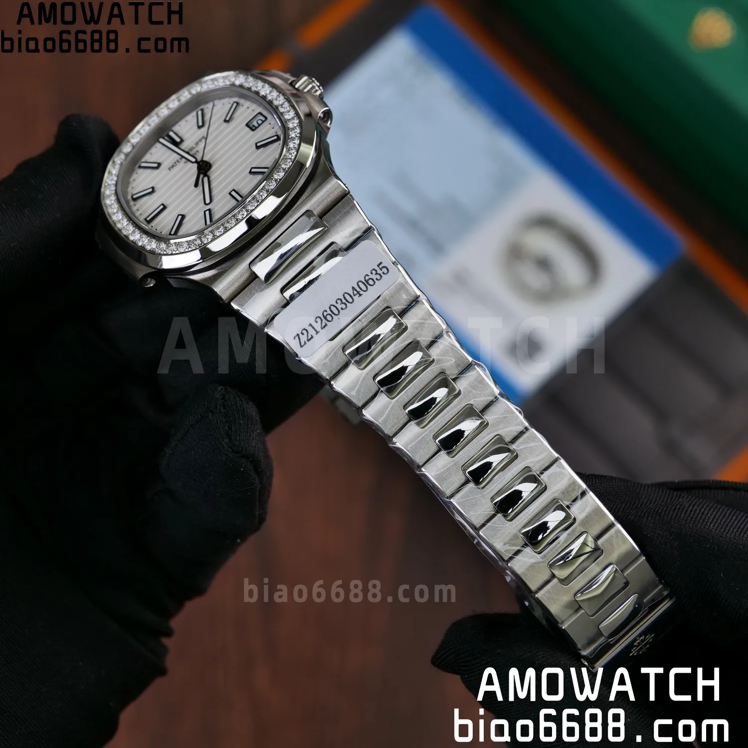 Custom Made Nautilus 5711/1A Mossanite bezel on SS Bracelet DD324 Super Clone V2 78 7161aa63bcc4204 阿默表行AmoWatch