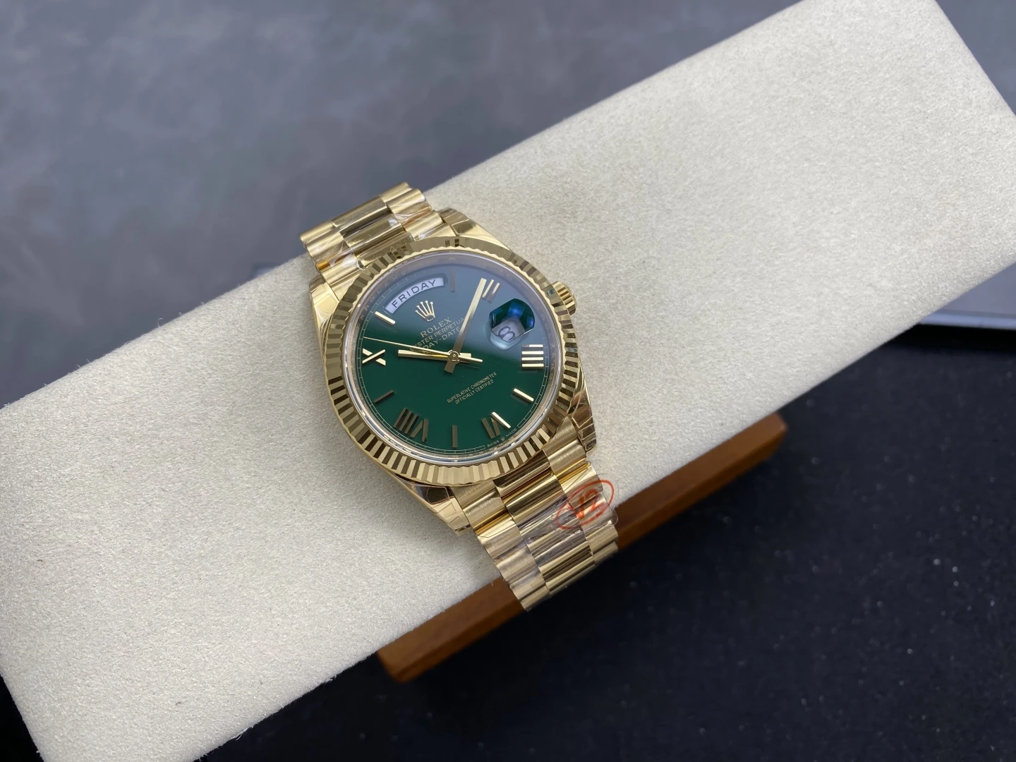 Rolex DayDate 228238 YG 40mm VSF 1:1 Best Edition Green Roman Dial Fluted Bezel 3255 V2 25 71b44ad87fb3c16 阿默表行AmoWatch