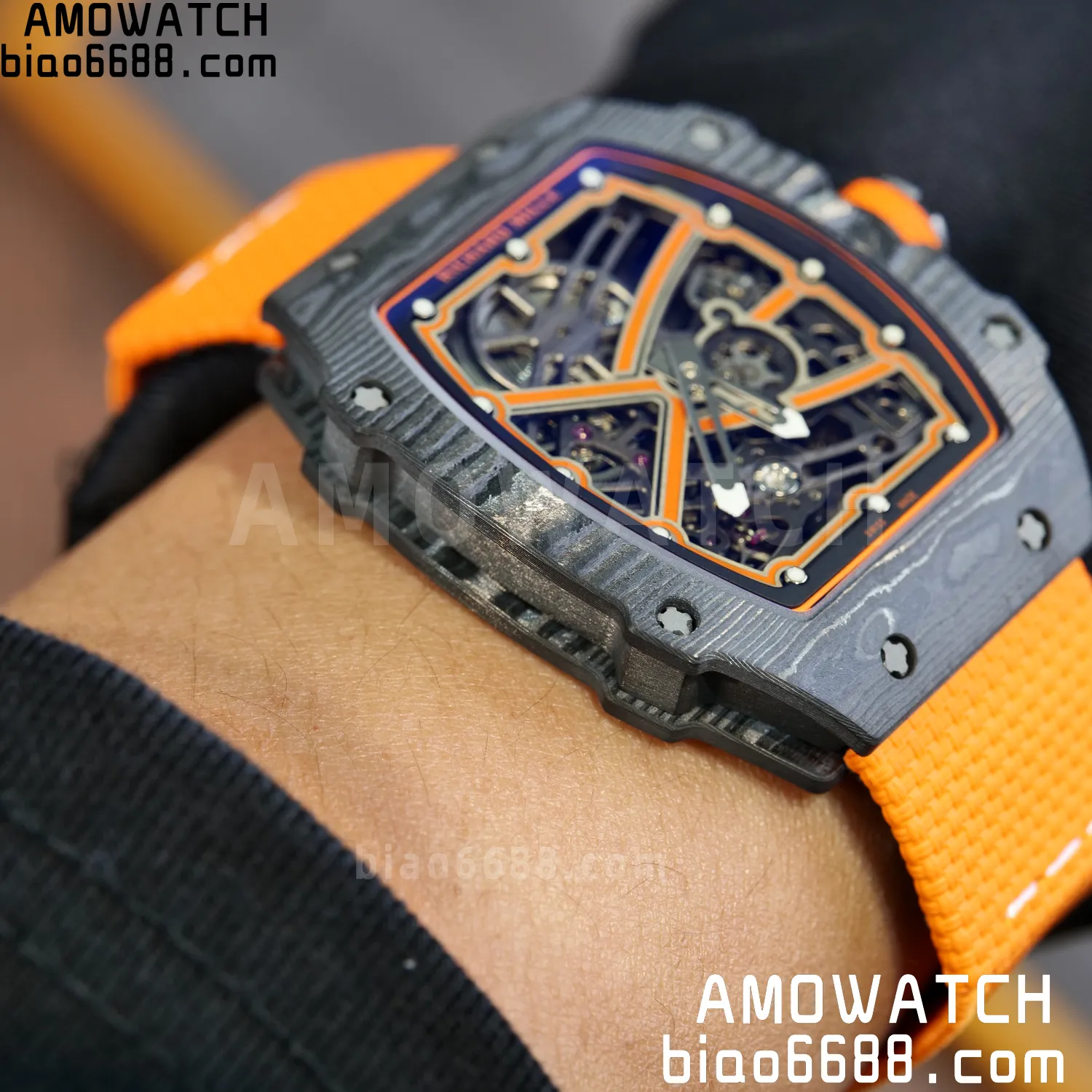 RICHARD MILLE RM67-02 Black NTPT Best Edition McLaren Dial on Orange Nylon strap CRMA7 Clone V10 112 71f3315c4b4b9f3 阿默表行AmoWatch