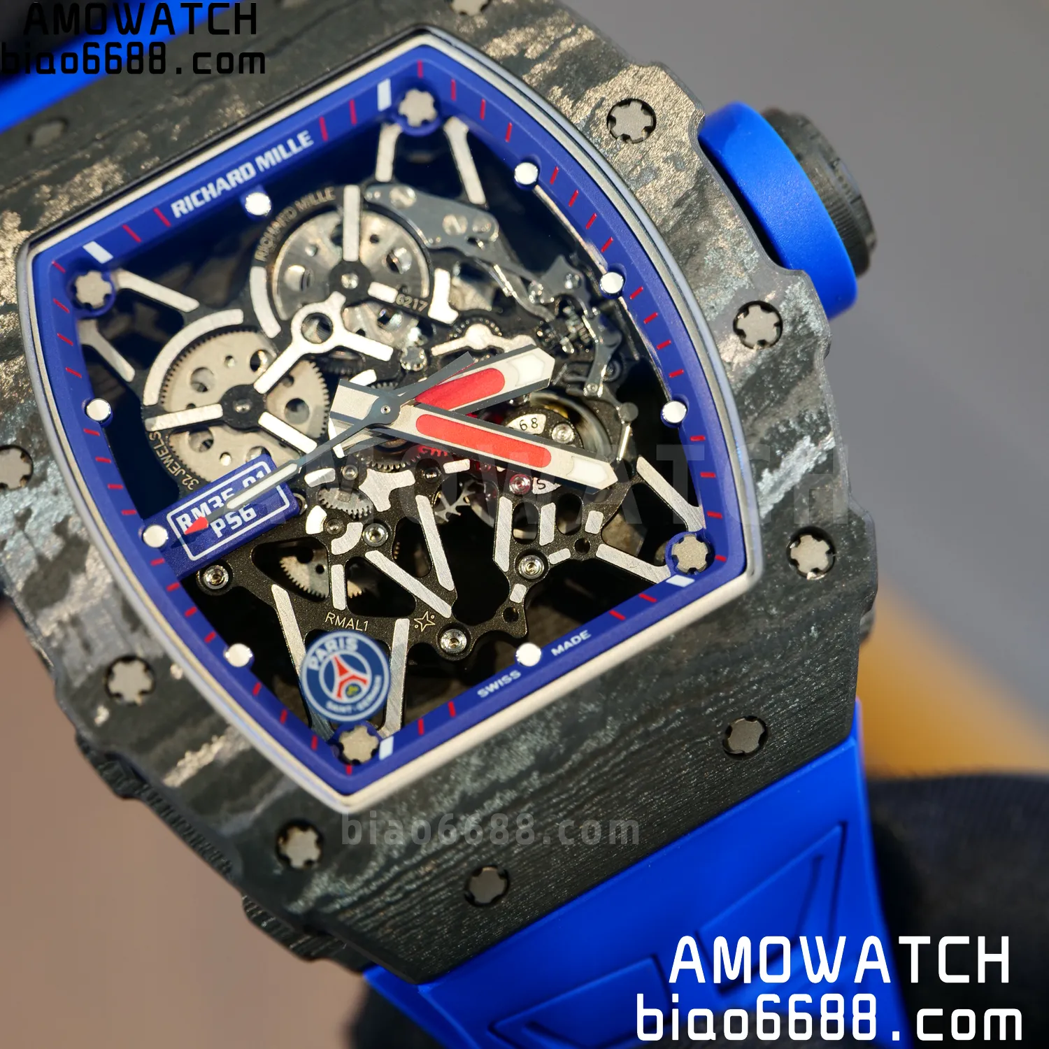 RICHARD MILLE RM035 RM35-01 Black Carbon ZF 1:1 Best Edition Blue Rubber Strap Clone RMUL3 75 7a68e227388332b AMO Watch
