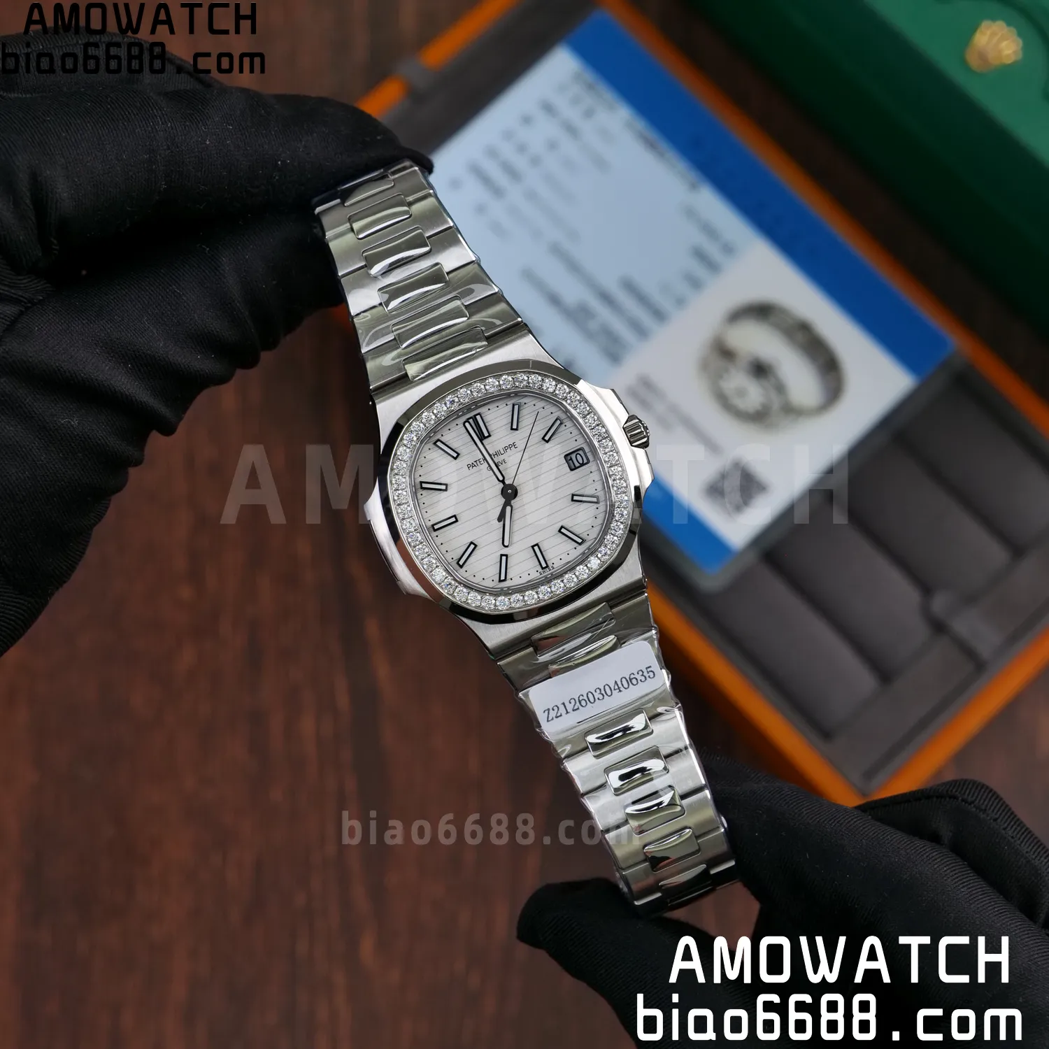 Custom Made Nautilus 5711/1A Mossanite bezel on SS Bracelet DD324 Super Clone V2 72 815bb7bbceacc8c 阿默表行AmoWatch