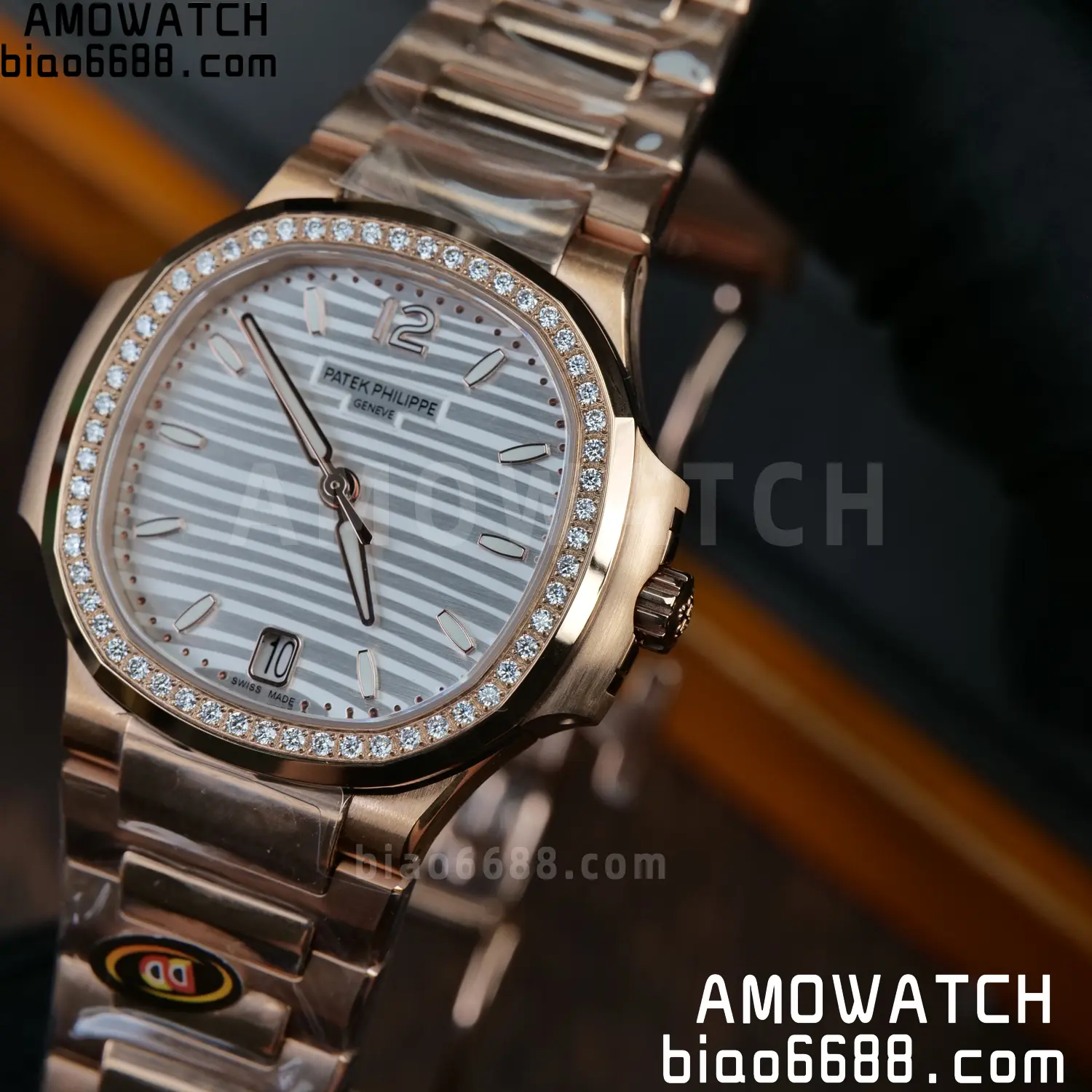 PP Nautilus 7118 RG Ladies DDF 1:1 Best Edition Silver Dial Diamonds Bezel on RG Bracelet DD324 Super Clone 78 84a06aa80cd92e2 AMO Watch