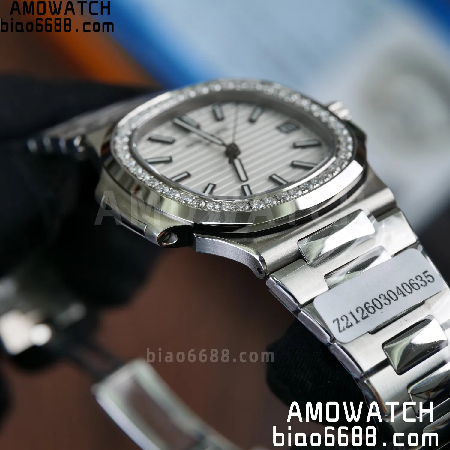 Custom Made Nautilus 5711/1A Mossanite bezel on SS Bracelet DD324 Super Clone V2 82 86a4f3cdd02bd2b 阿默表行AmoWatch