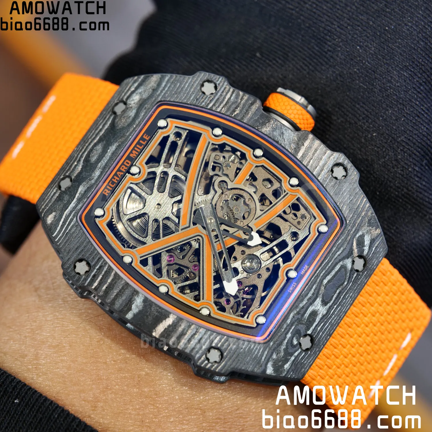 RICHARD MILLE RM67-02 Black NTPT Best Edition McLaren Dial on Orange Nylon strap CRMA7 Clone V10 113 8f4d90c1a2d7b8e 阿默表行AmoWatch