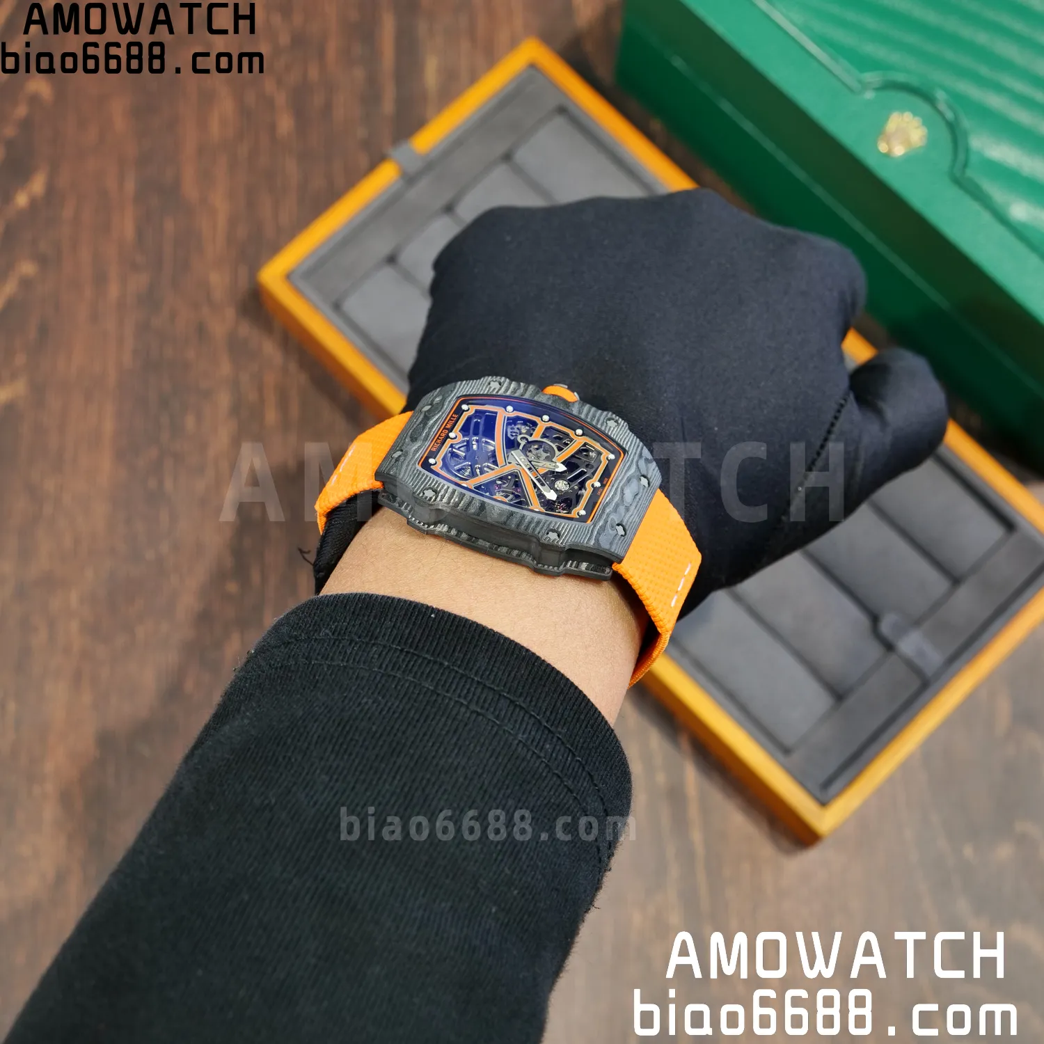 RICHARD MILLE RM67-02 Black NTPT Best Edition McLaren Dial on Orange Nylon strap CRMA7 Clone V10 117 8f863bc6d455ee4 阿默表行AmoWatch