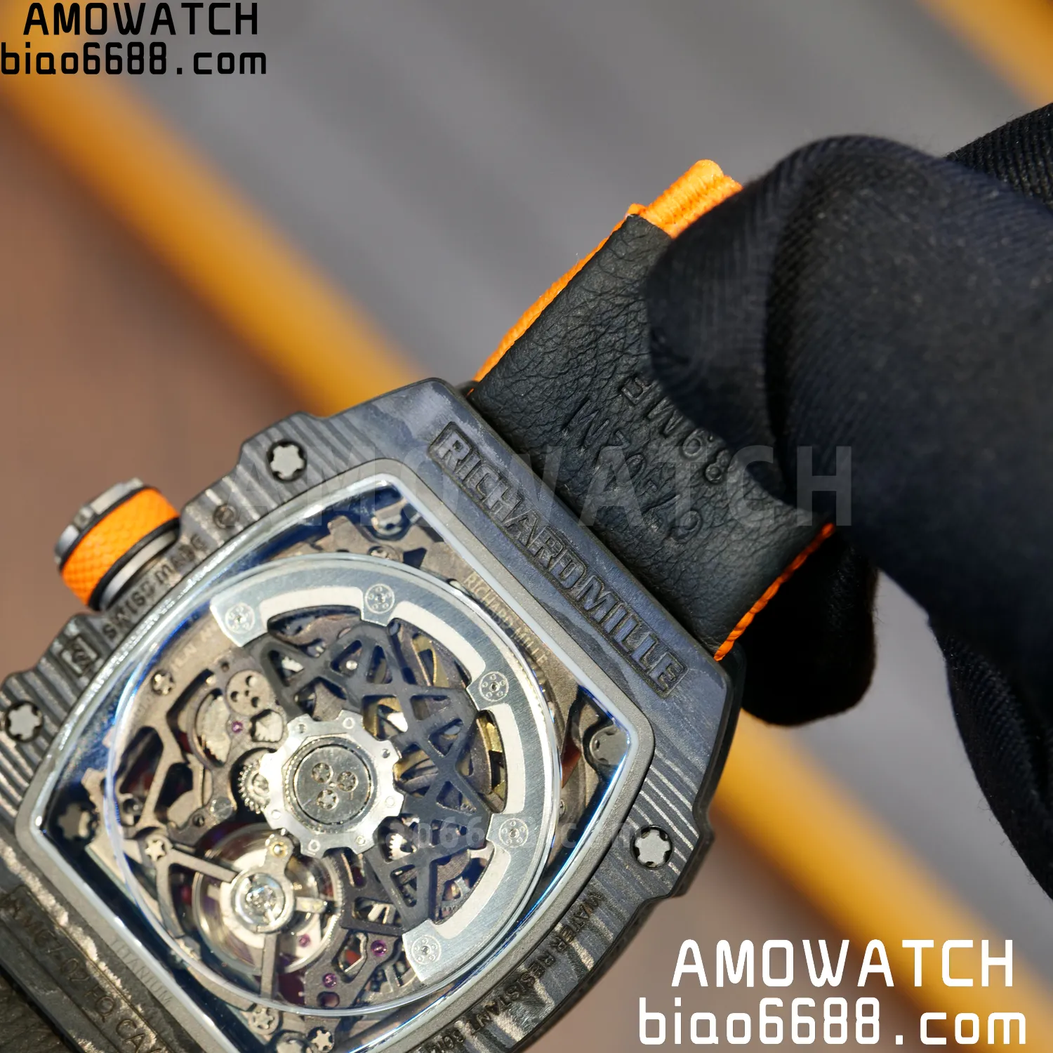 RICHARD MILLE RM67-02 Black NTPT Best Edition McLaren Dial on Orange Nylon strap CRMA7 Clone V10 104 9c07375849094f9 阿默表行AmoWatch
