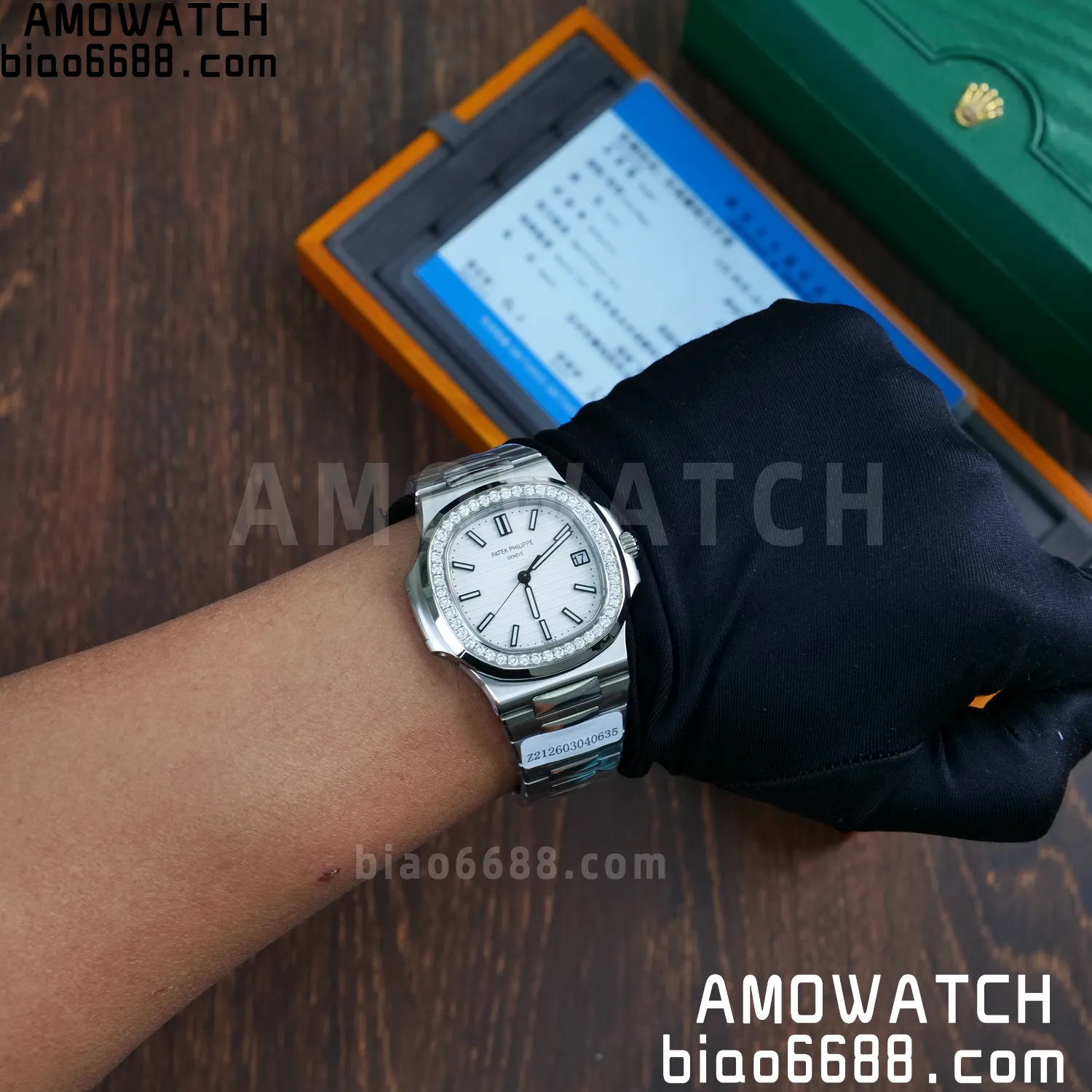 Custom Made Nautilus 5711/1A Mossanite bezel on SS Bracelet DD324 Super Clone V2 104 a5b0819eb49b731 阿默表行AmoWatch