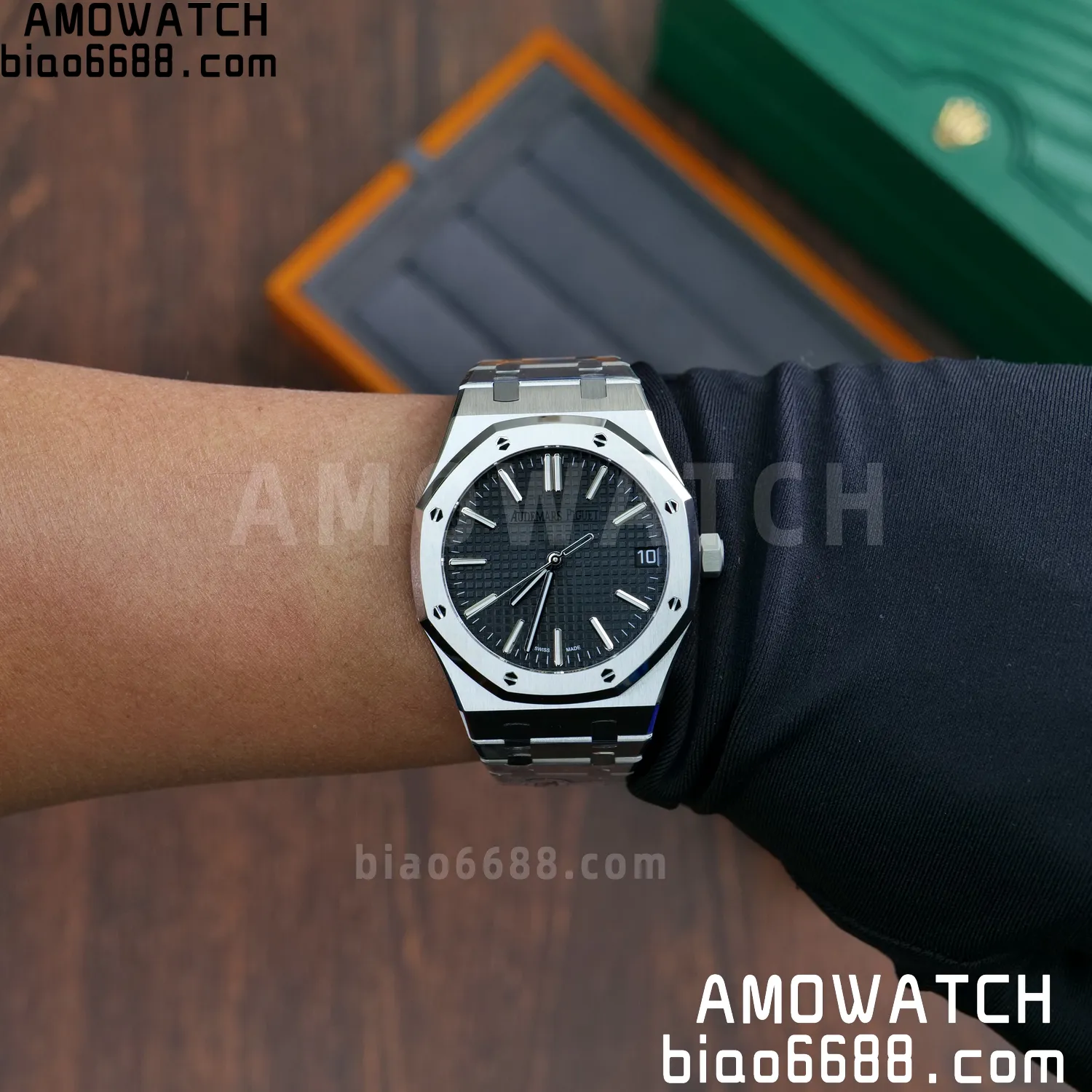AP Royal Oak 41mm 15510ST SS APS Factory 1:1 Best Edition Black Dial on SS Bracelet SA4302 Super Clone (Free Sprung) 98 a625b8e0a1970fb 阿默表行AmoWatch