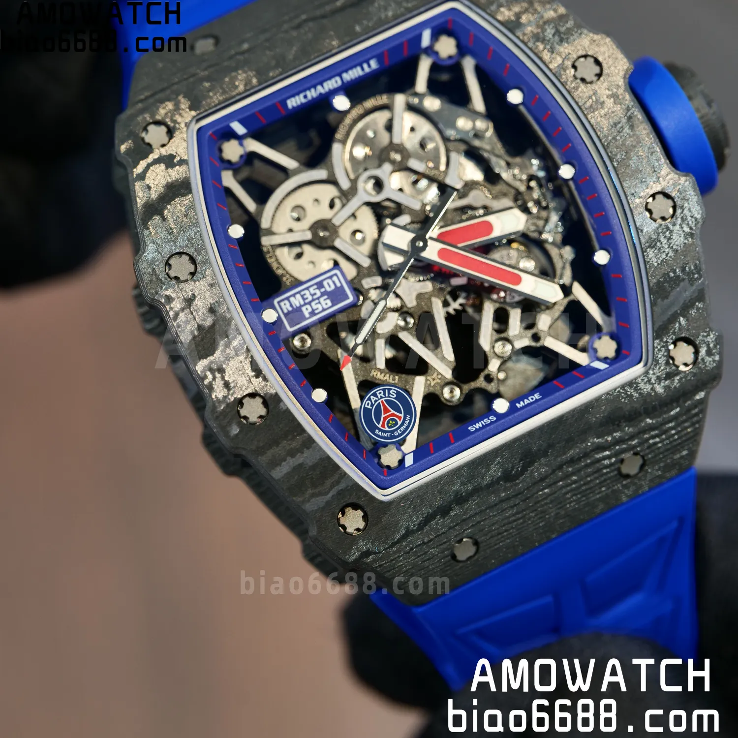 RICHARD MILLE RM035 RM35-01 Black Carbon ZF 1:1 Best Edition Blue Rubber Strap Clone RMUL3 74 a776ec428cea9d7 AMO Watch