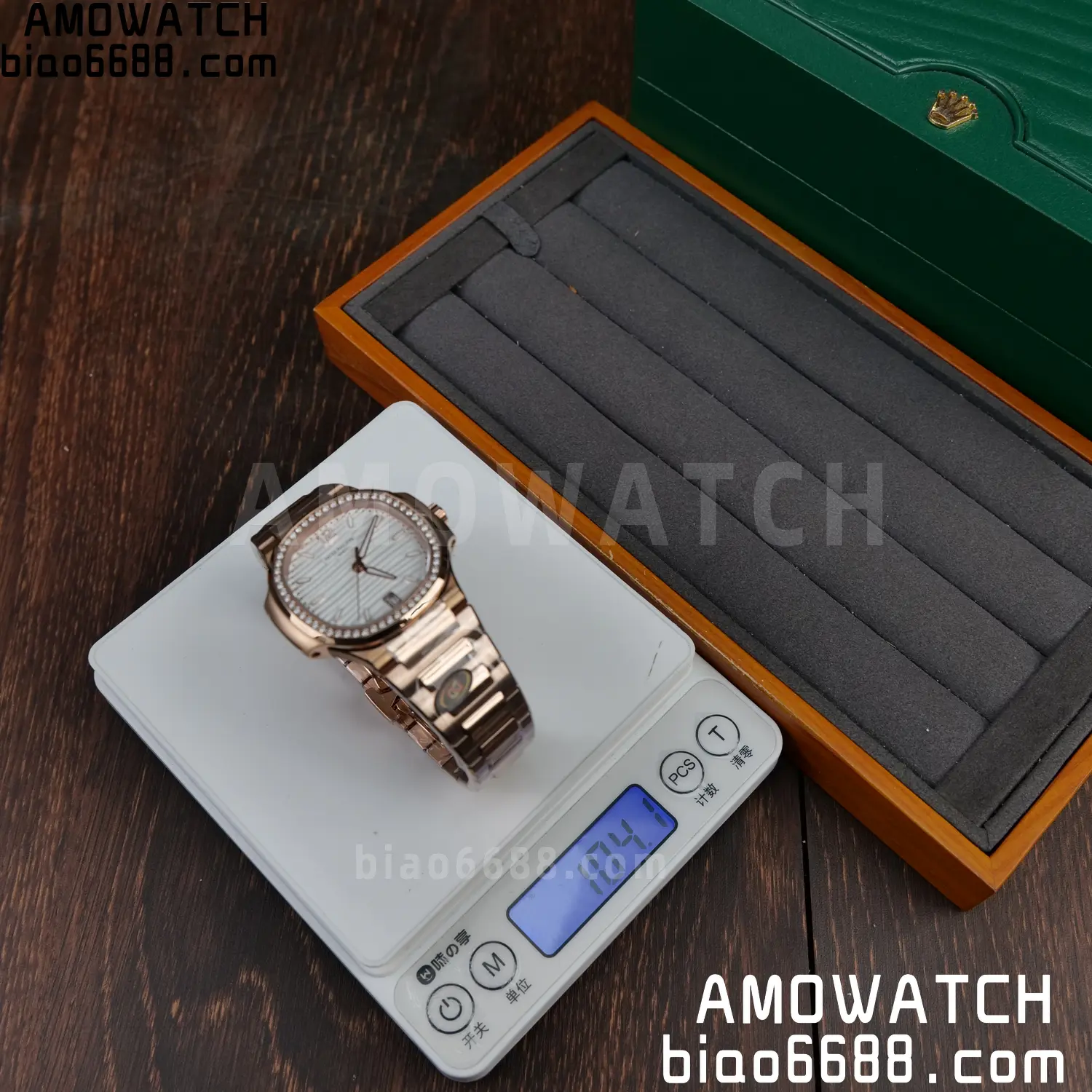 PP Nautilus 7118 RG Ladies DDF 1:1 Best Edition Silver Dial Diamonds Bezel on RG Bracelet DD324 Super Clone 67 aa2163f3327a6e7 AMO Watch