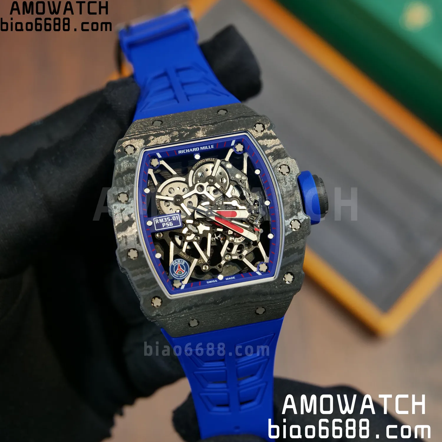 RICHARD MILLE RM035 RM35-01 Black Carbon ZF 1:1 Best Edition Blue Rubber Strap Clone RMUL3 60 b0e1795d0eeb302 AMO Watch