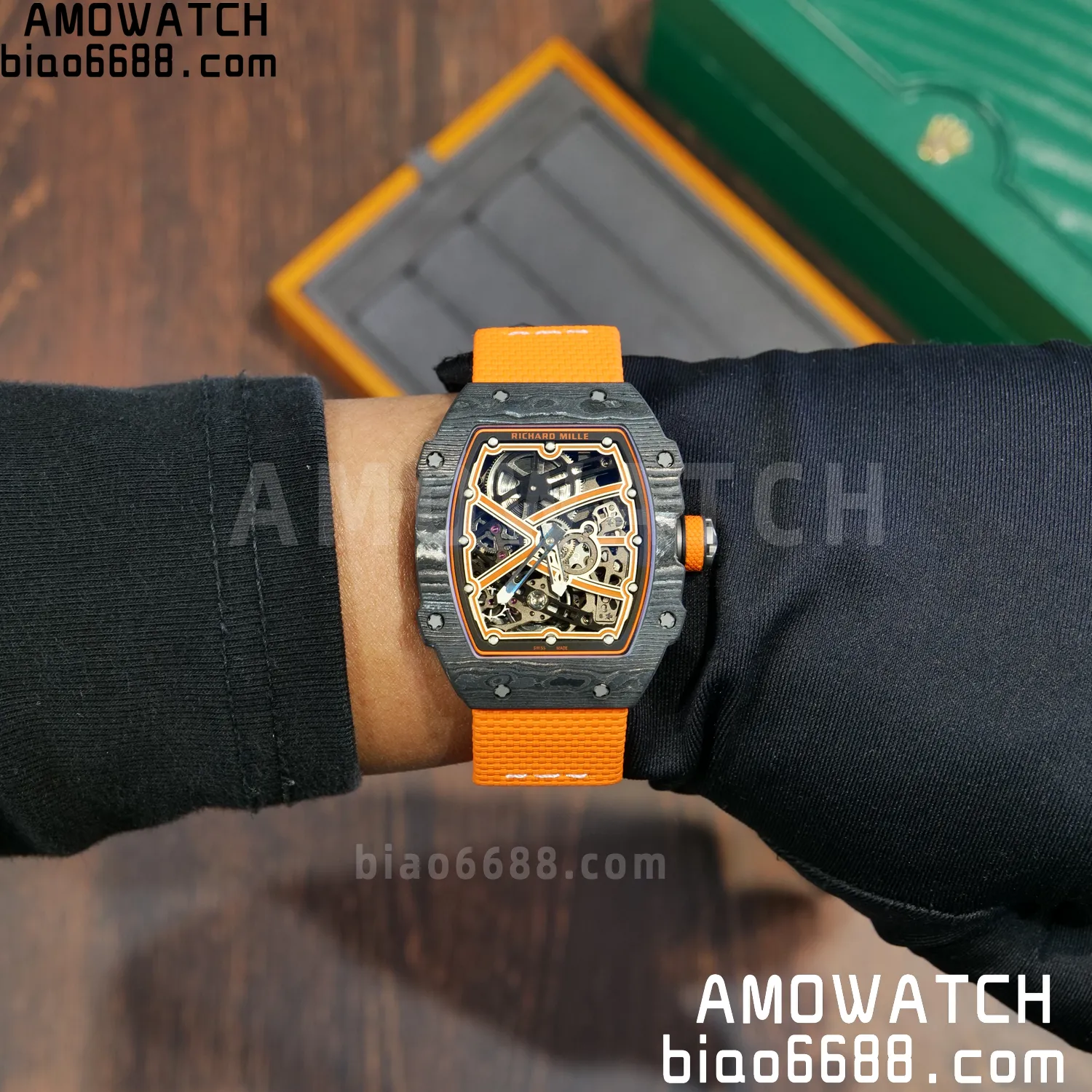 RICHARD MILLE RM67-02 Black NTPT Best Edition McLaren Dial on Orange Nylon strap CRMA7 Clone V10 115 b27df7f82bbc41f 阿默表行AmoWatch