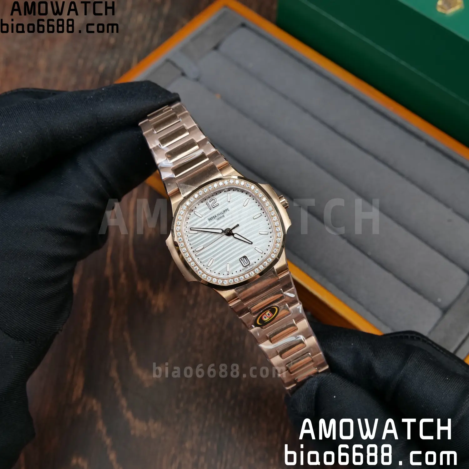 PP Nautilus 7118 RG Ladies DDF 1:1 Best Edition Silver Dial Diamonds Bezel on RG Bracelet DD324 Super Clone 68 b44ee25dce9a140 AMO Watch