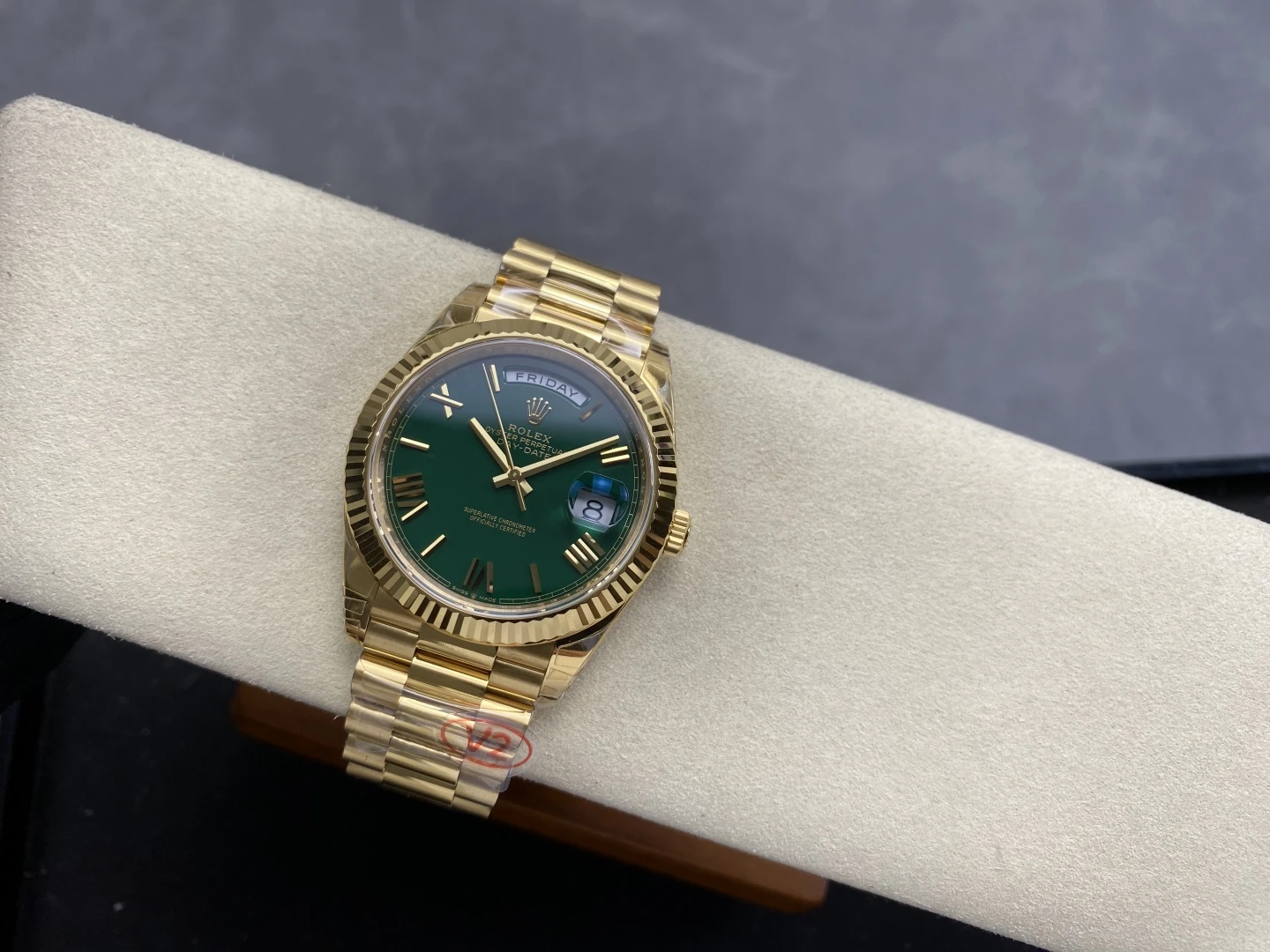 Rolex DayDate 228238 YG 40mm VSF 1:1 Best Edition Green Roman Dial Fluted Bezel 3255 V2 23 b686cc221366c6d 阿默表行AmoWatch