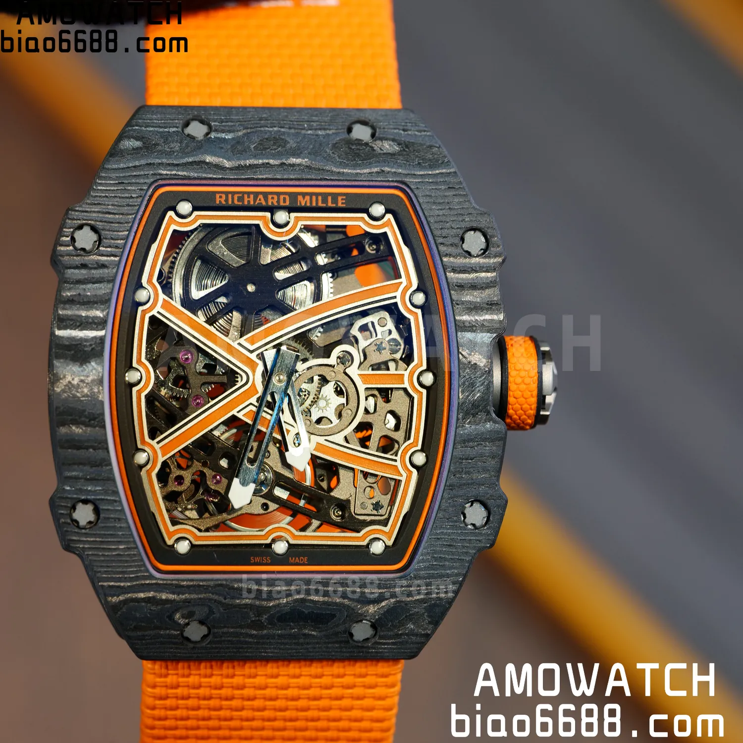 RICHARD MILLE RM67-02 Black NTPT Best Edition McLaren Dial on Orange Nylon strap CRMA7 Clone V10 87 b76a807cad0ceb1 阿默表行AmoWatch