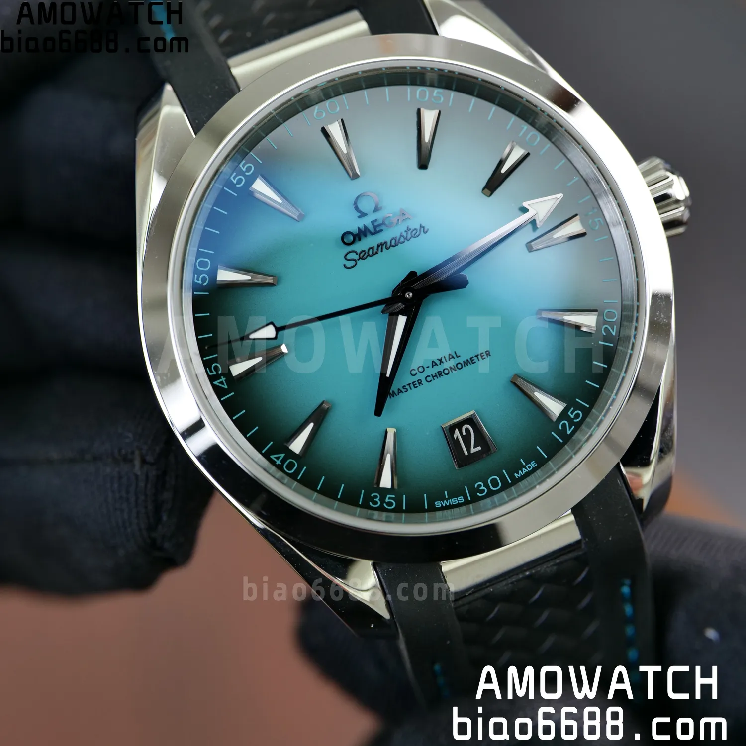 OMEGA Aqua Terra 150M 38mm VSF 1:1 Best Edition Turquoise Dial on Black Rubber Strap VS8800 Super Clone 69 b996de2beb6b00c AMO Watch