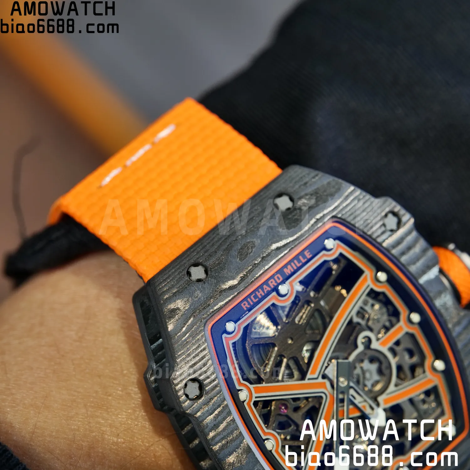 RICHARD MILLE RM67-02 Black NTPT Best Edition McLaren Dial on Orange Nylon strap CRMA7 Clone V10 111 baad8f28e5ad4f6 阿默表行AmoWatch