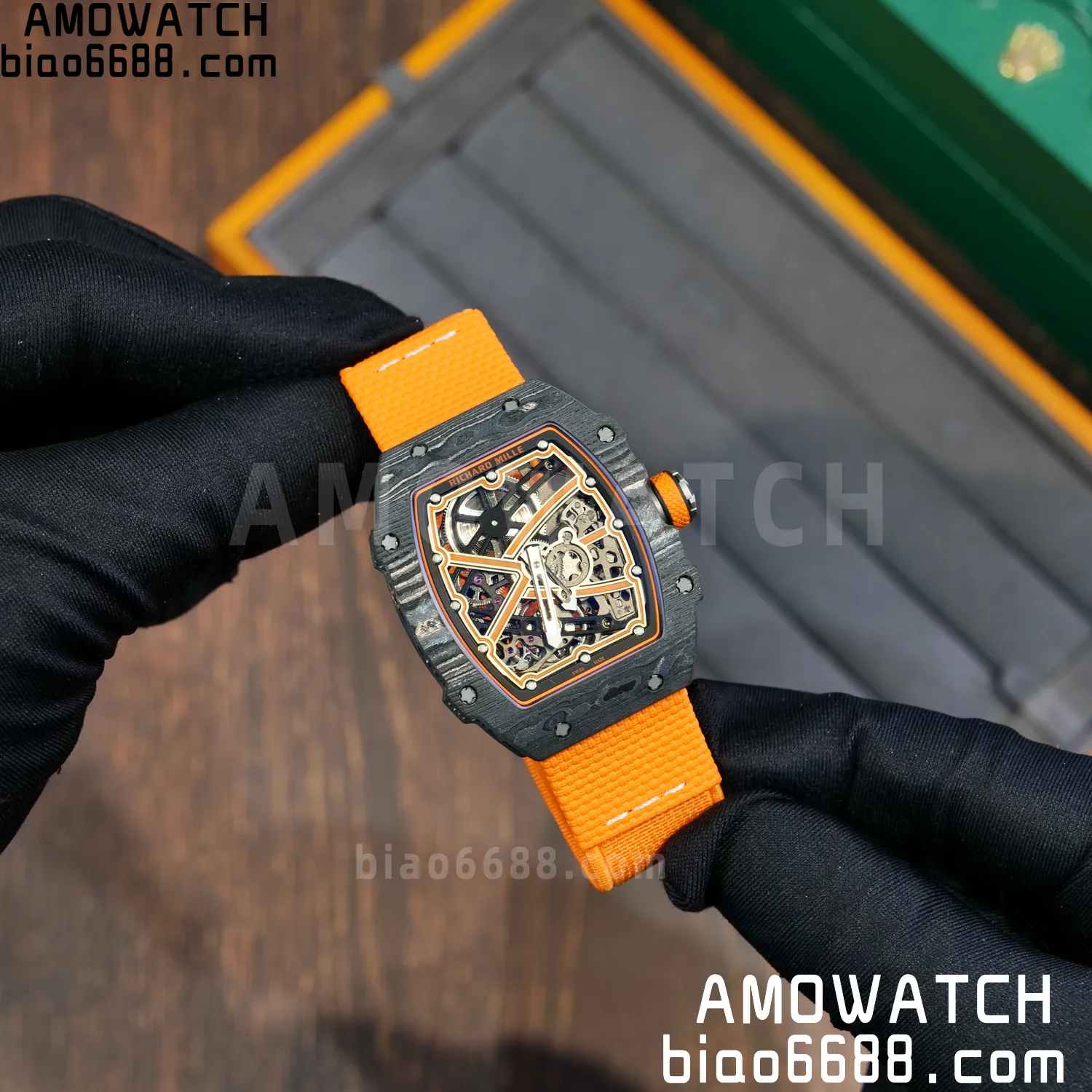 RICHARD MILLE RM67-02 Black NTPT Best Edition McLaren Dial on Orange Nylon strap CRMA7 Clone V10 81 c026438850bb47d 阿默表行AmoWatch