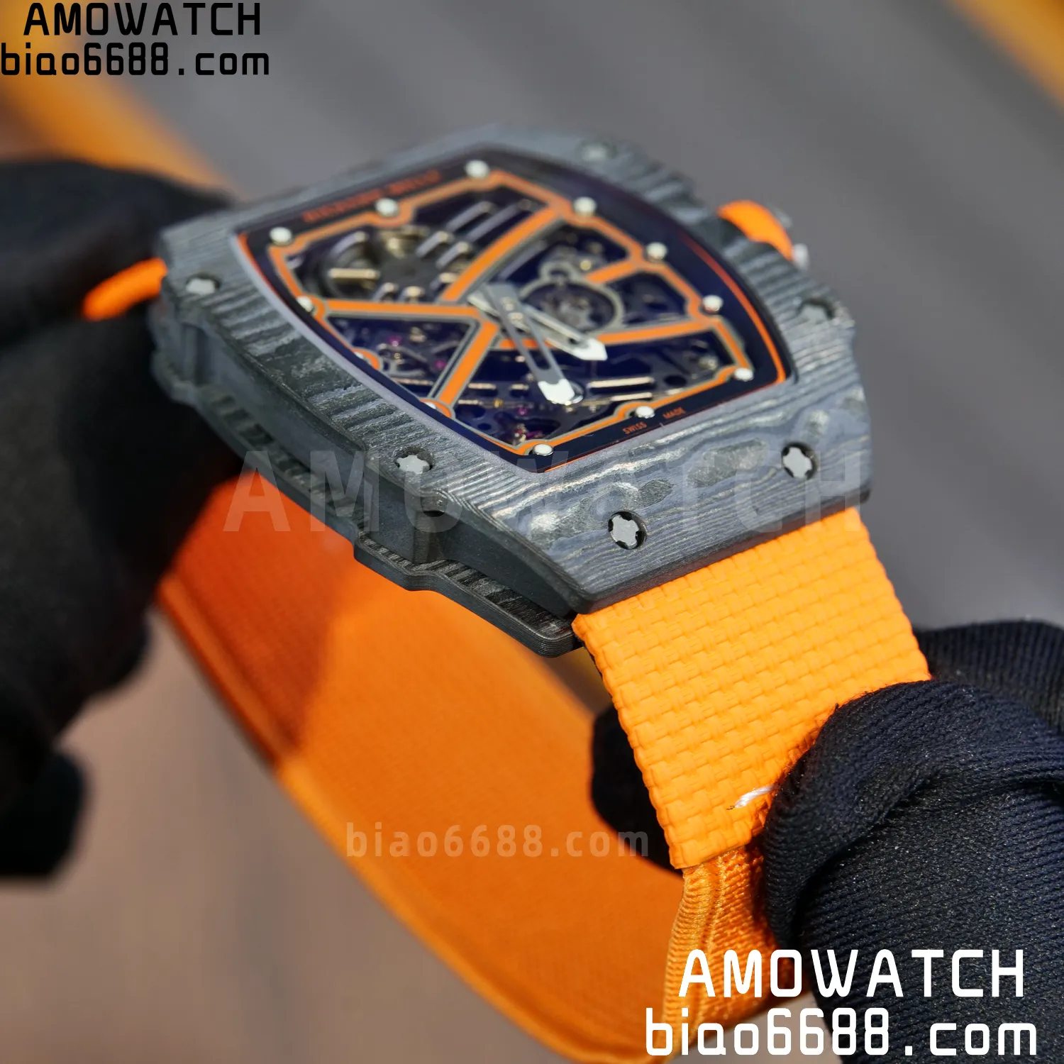 RICHARD MILLE RM67-02 Black NTPT Best Edition McLaren Dial on Orange Nylon strap CRMA7 Clone V10 89 c1665fca2667947 阿默表行AmoWatch