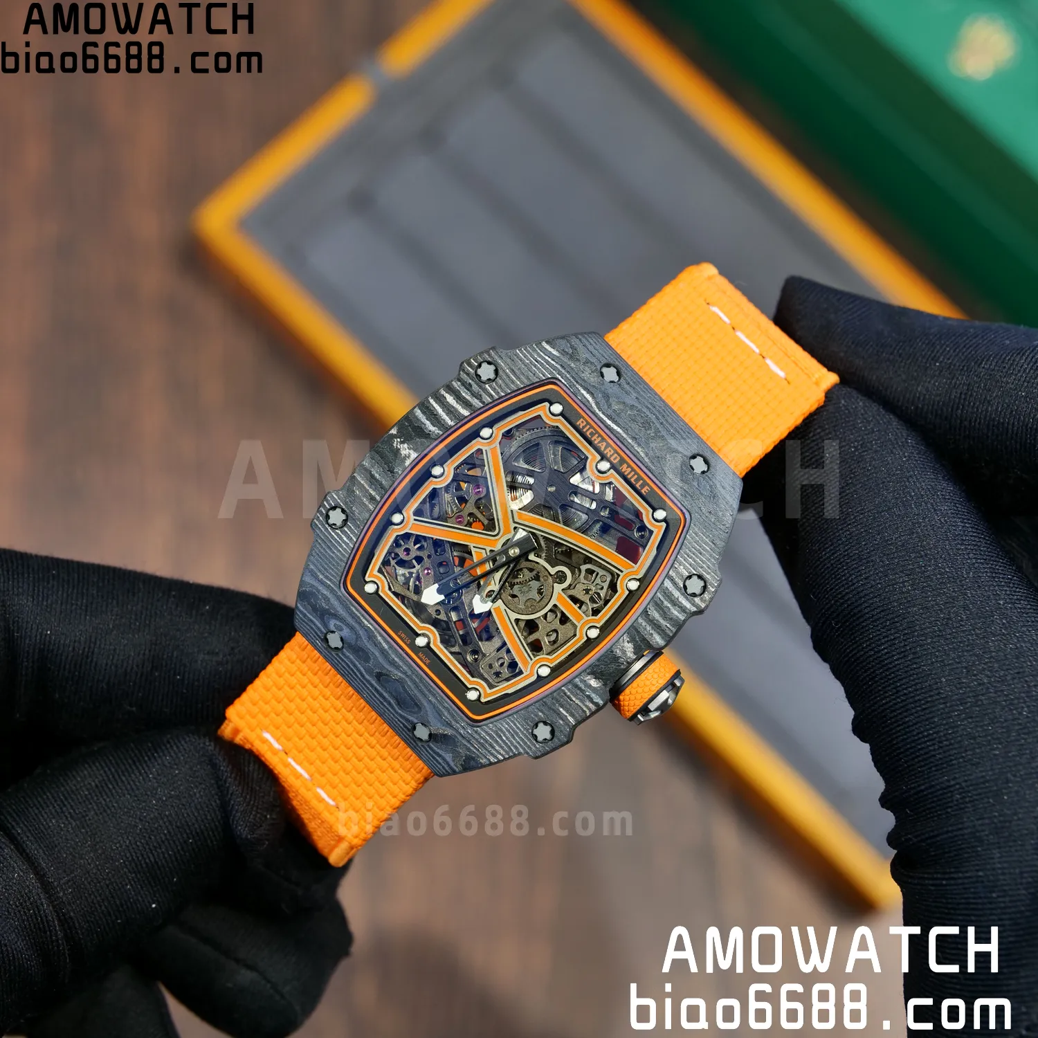 RICHARD MILLE RM67-02 Black NTPT Best Edition McLaren Dial on Orange Nylon strap CRMA7 Clone V10 83 c175295423a4123 阿默表行AmoWatch