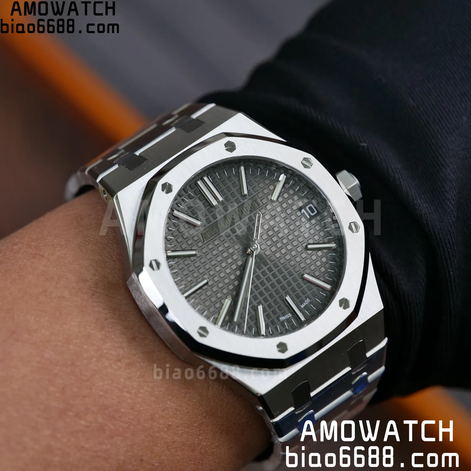 AP Royal Oak 41mm 15510ST SS APS Factory 1:1 Best Edition Black Dial on SS Bracelet SA4302 Super Clone (Free Sprung) 100 c2b745a01291ae3 阿默表行AmoWatch