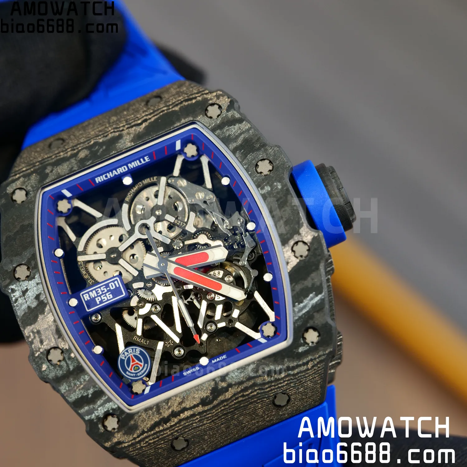 RICHARD MILLE RM035 RM35-01 Black Carbon ZF 1:1 Best Edition Blue Rubber Strap Clone RMUL3 73 c84c5a563f747cf AMO Watch