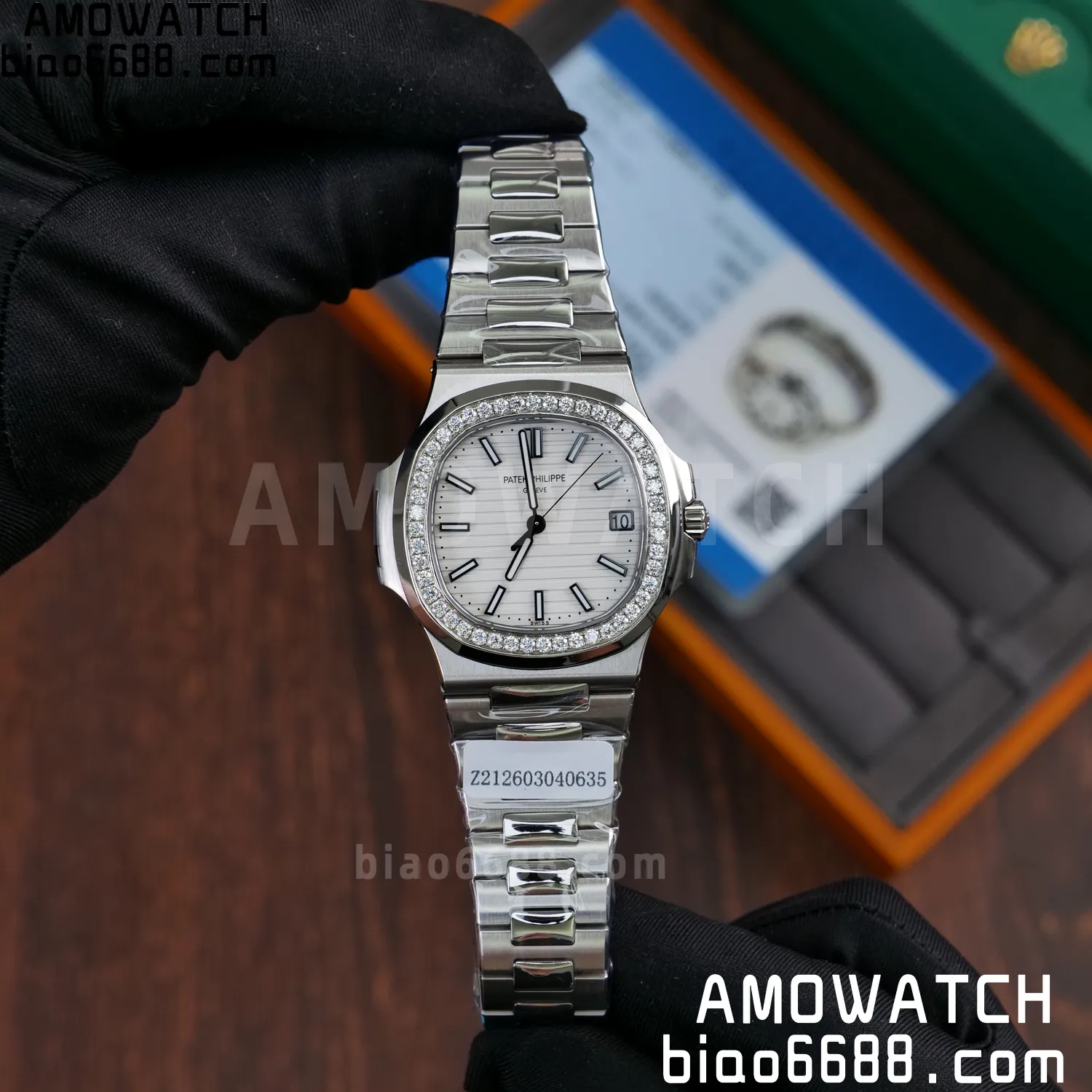 Custom Made Nautilus 5711/1A Mossanite bezel on SS Bracelet DD324 Super Clone V2 73 d4405f438b824da 阿默表行AmoWatch