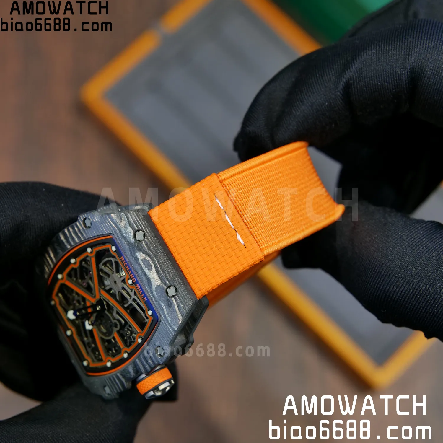 RICHARD MILLE RM67-02 Black NTPT Best Edition McLaren Dial on Orange Nylon strap CRMA7 Clone V10 84 daea323ea943564 阿默表行AmoWatch