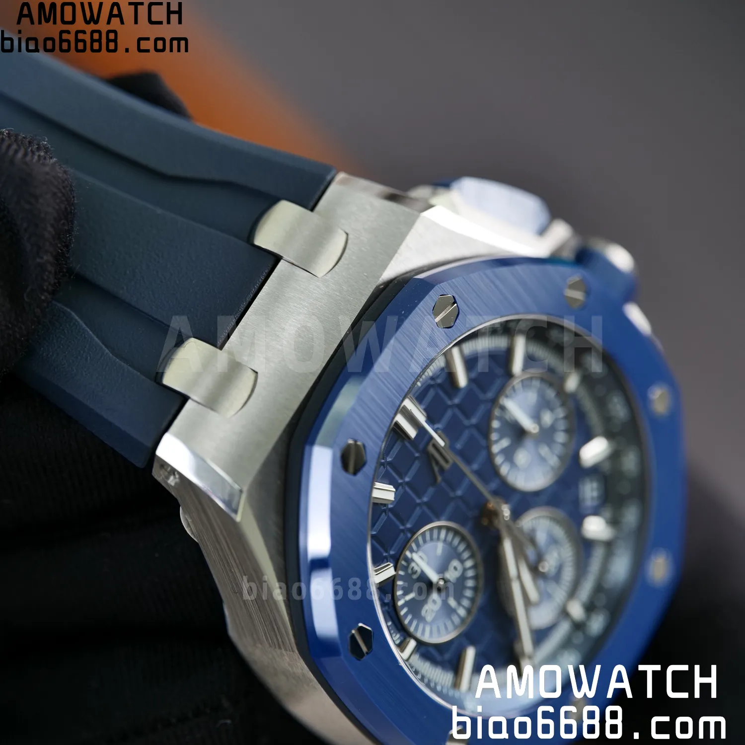 AP Royal Oak Offshore 43mm 26420so SS DDF 1:1 Best Edition Blue Dial on Blue Rubber Strap DD4401 Super Clone 77 def059e55496c6a AMO Watch