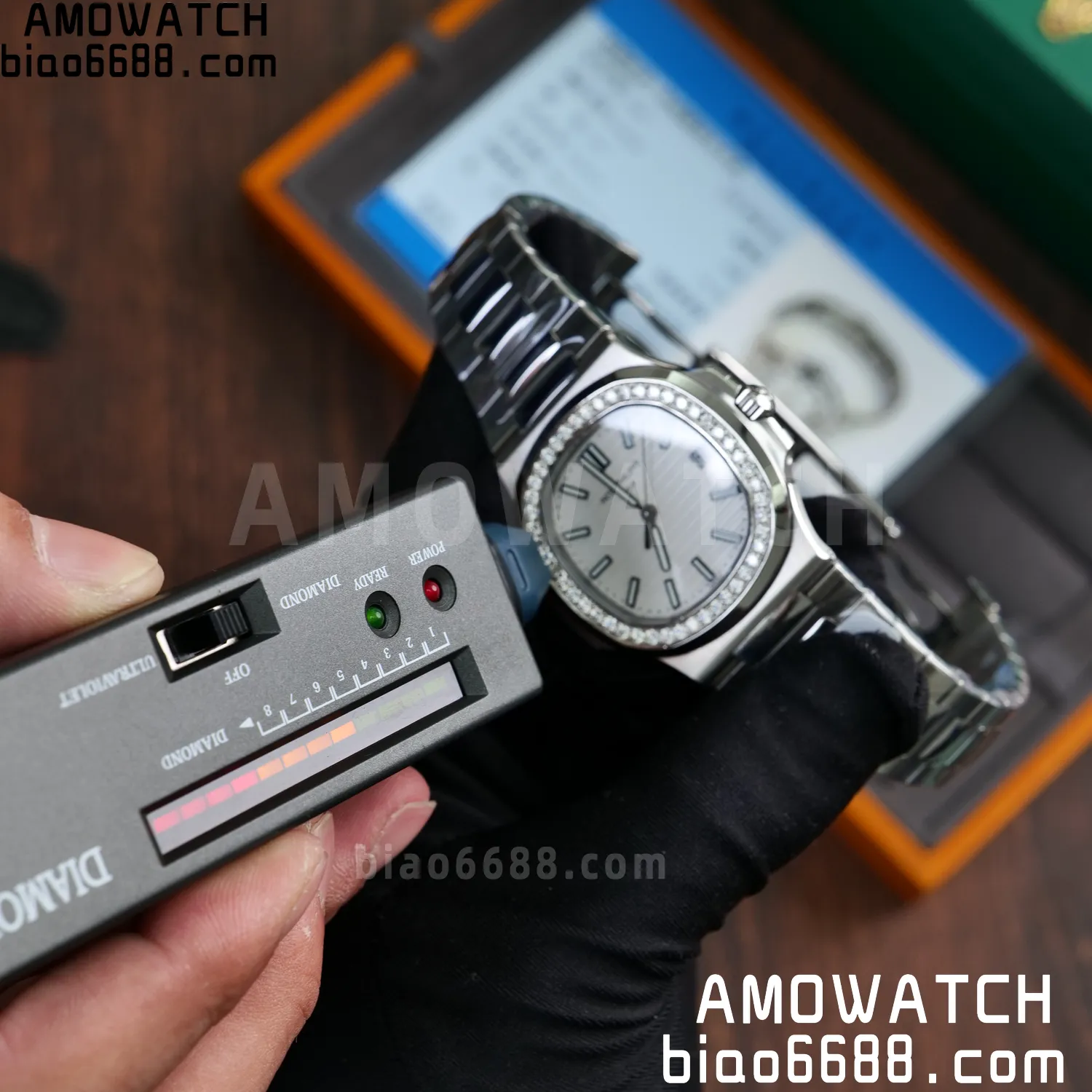 Custom Made Nautilus 5711/1A Mossanite bezel on SS Bracelet DD324 Super Clone V2 93 e7816a5545491be 阿默表行AmoWatch