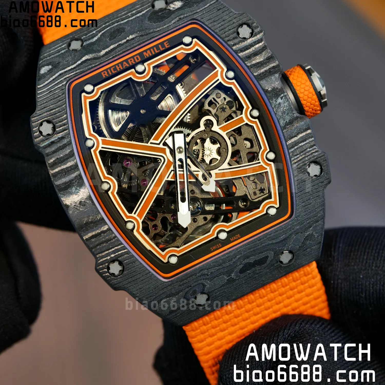 RICHARD MILLE RM67-02 Black NTPT Best Edition McLaren Dial on Orange Nylon strap CRMA7 Clone V10 96 e9df298125512ff 阿默表行AmoWatch
