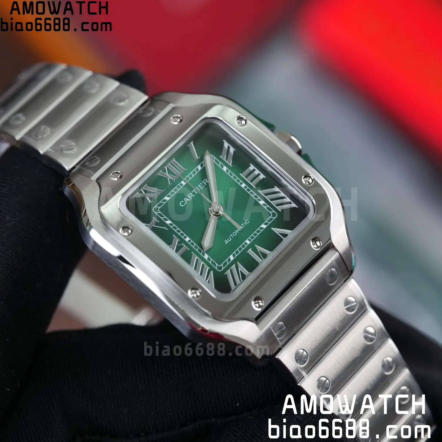 Santos de Cartier 35mm SS BVF 1:1 Best Edition Green Dial on SS Bracelet MIYOTA 9015 71 01a3491aa470681 阿默表行AmoWatch