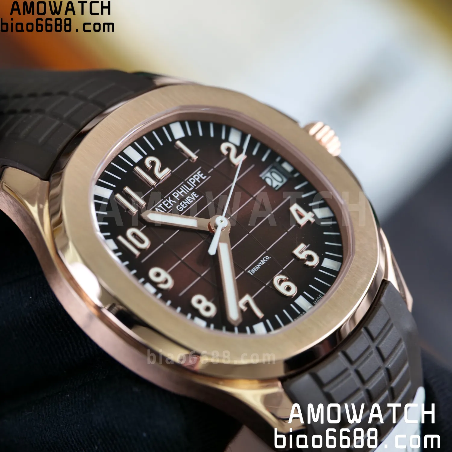 Custom Made PP Aquanaut 5167R ,Modified content :SW factory With Tiffany logo、 Gray Dial、 pointer、DEEP Crystal、18K rose gold-plated 101 052f6c297274ec9 阿默表行AmoWatch