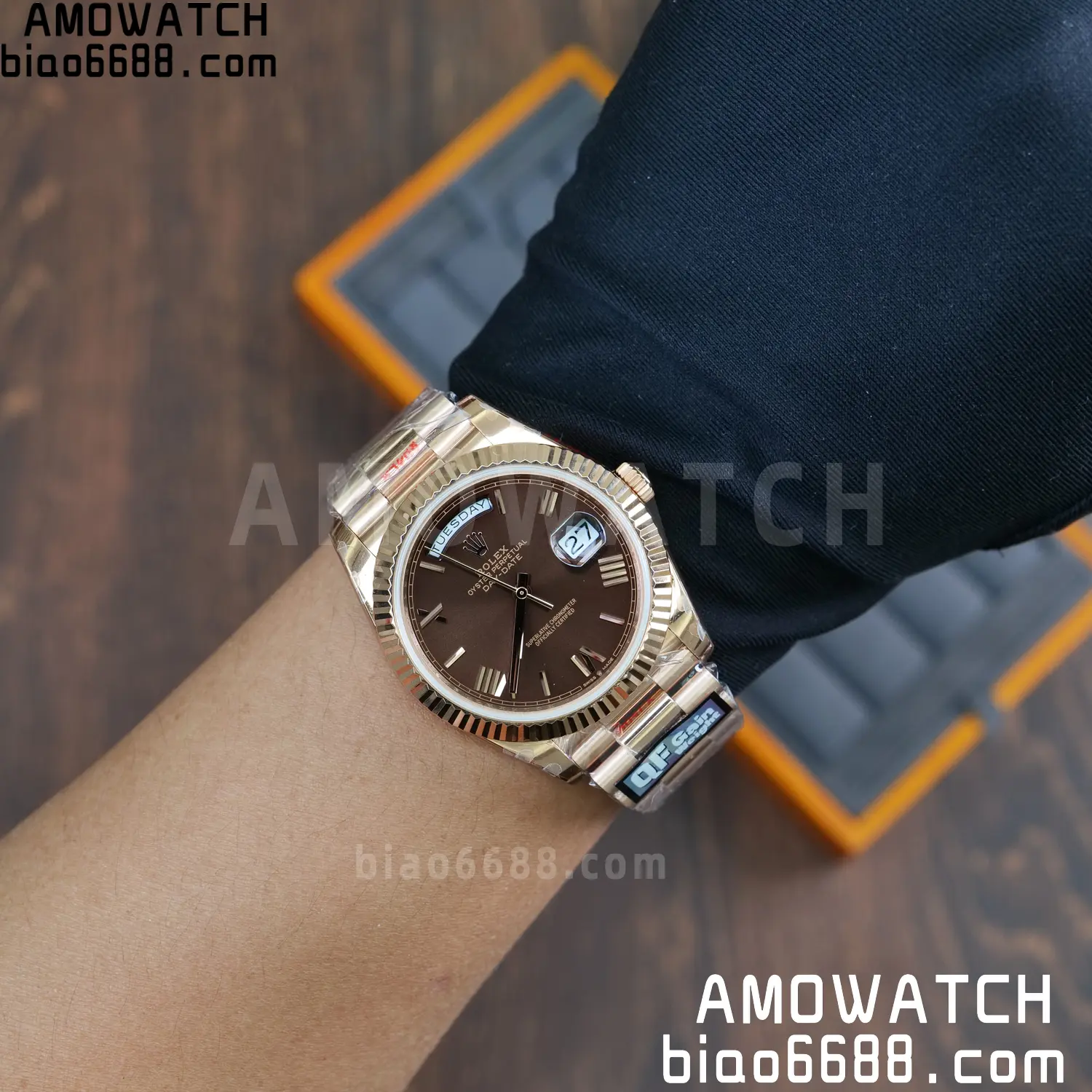 Rolex DayDate 228235 40 RG QF1:1 Best Edition Brown Roman Dial on Bracelet V6(Tungsten Heavy Versio) 84 0861d7547155657 阿默表行AmoWatch