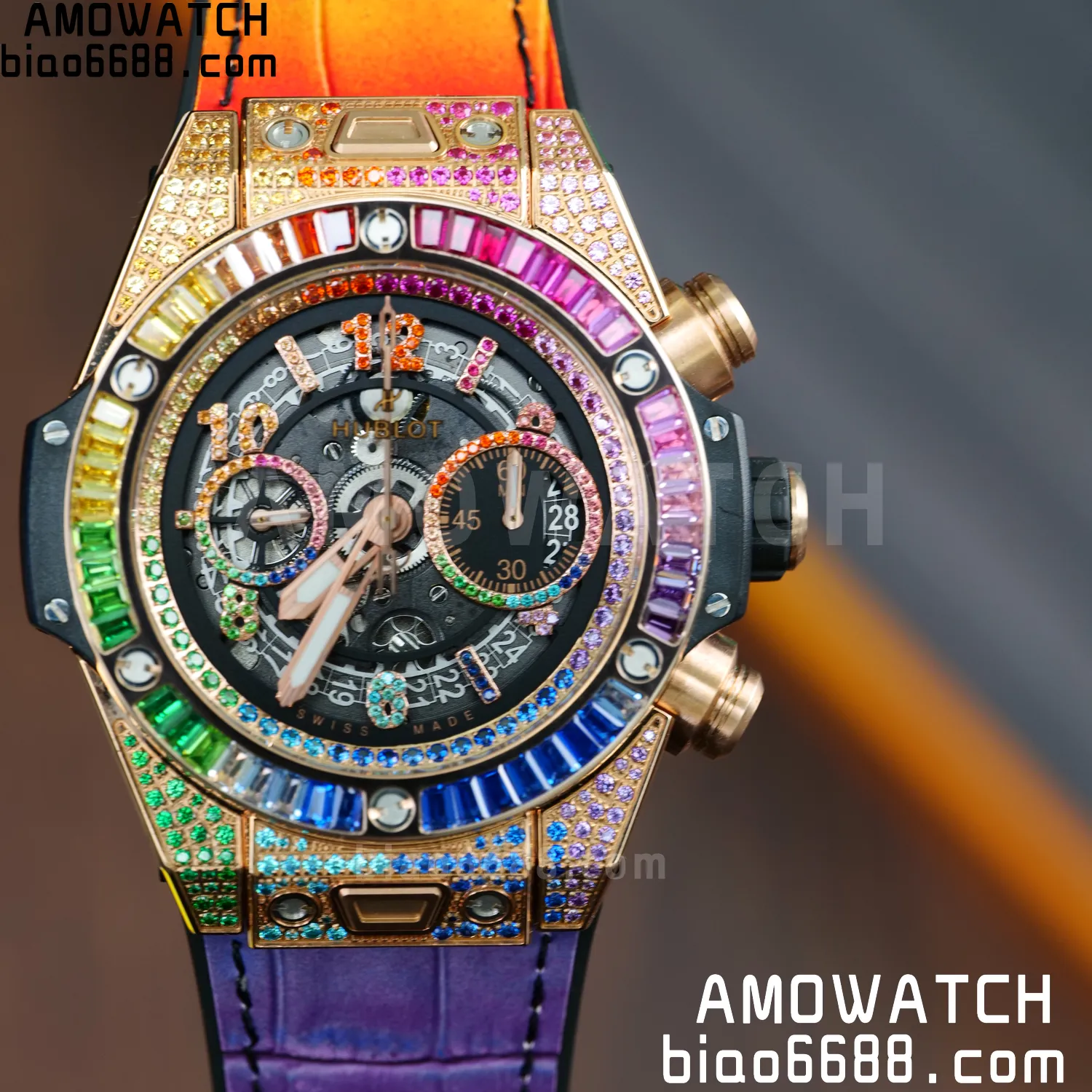 HUBLOT Big Bang Unico Rainbow King 421.OX 42mm BBF 1:1 Best Edition on Rainbow Gummy Strap A1280 67 088d47d242b3c4c AMO Watch