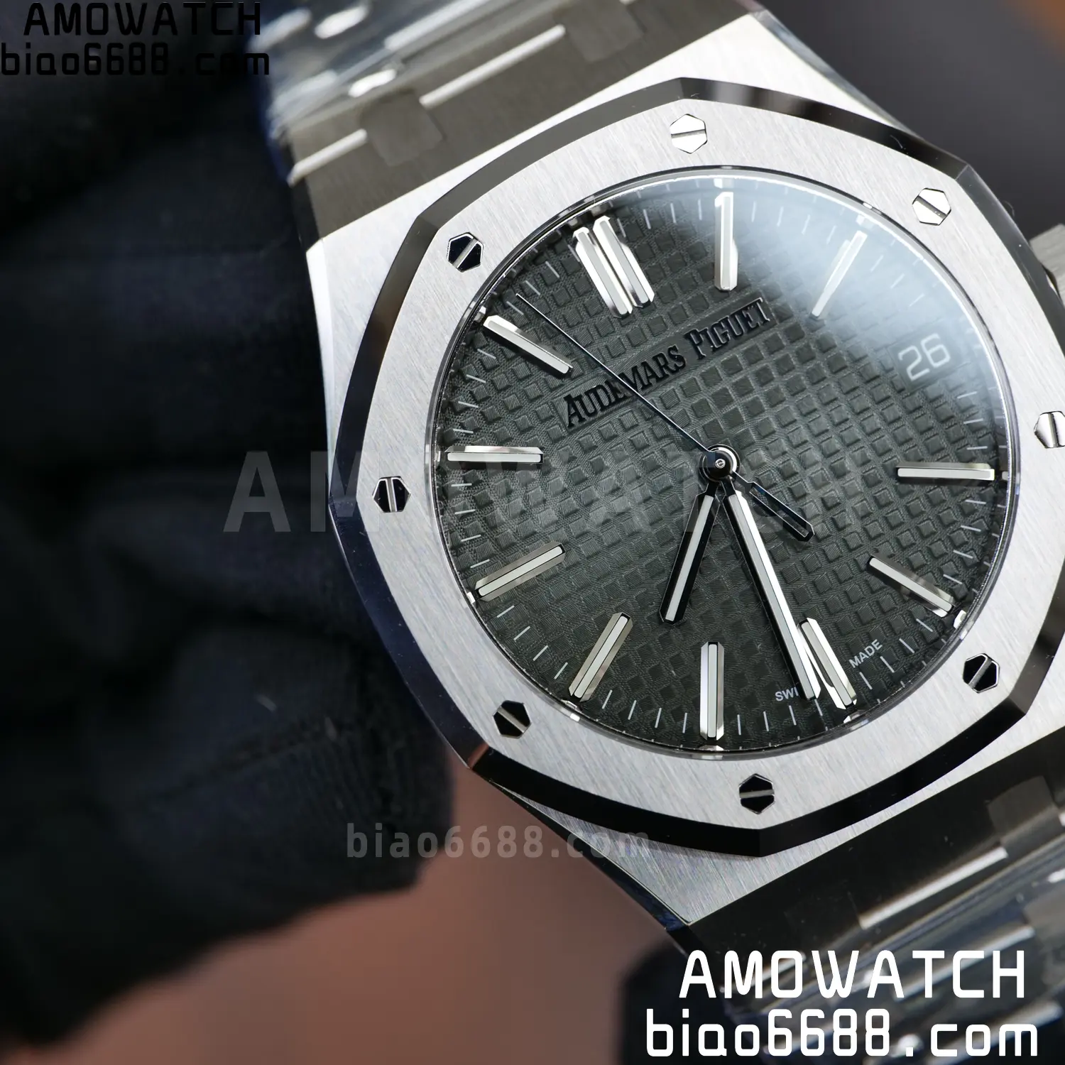 Royal Oak 41mm 15510 SS VSF 1:1 Best Edition Green Textured Dial on SS Bracelet DD4302 Super Clone 78 10db0b9d1f75357 阿默表行AmoWatch