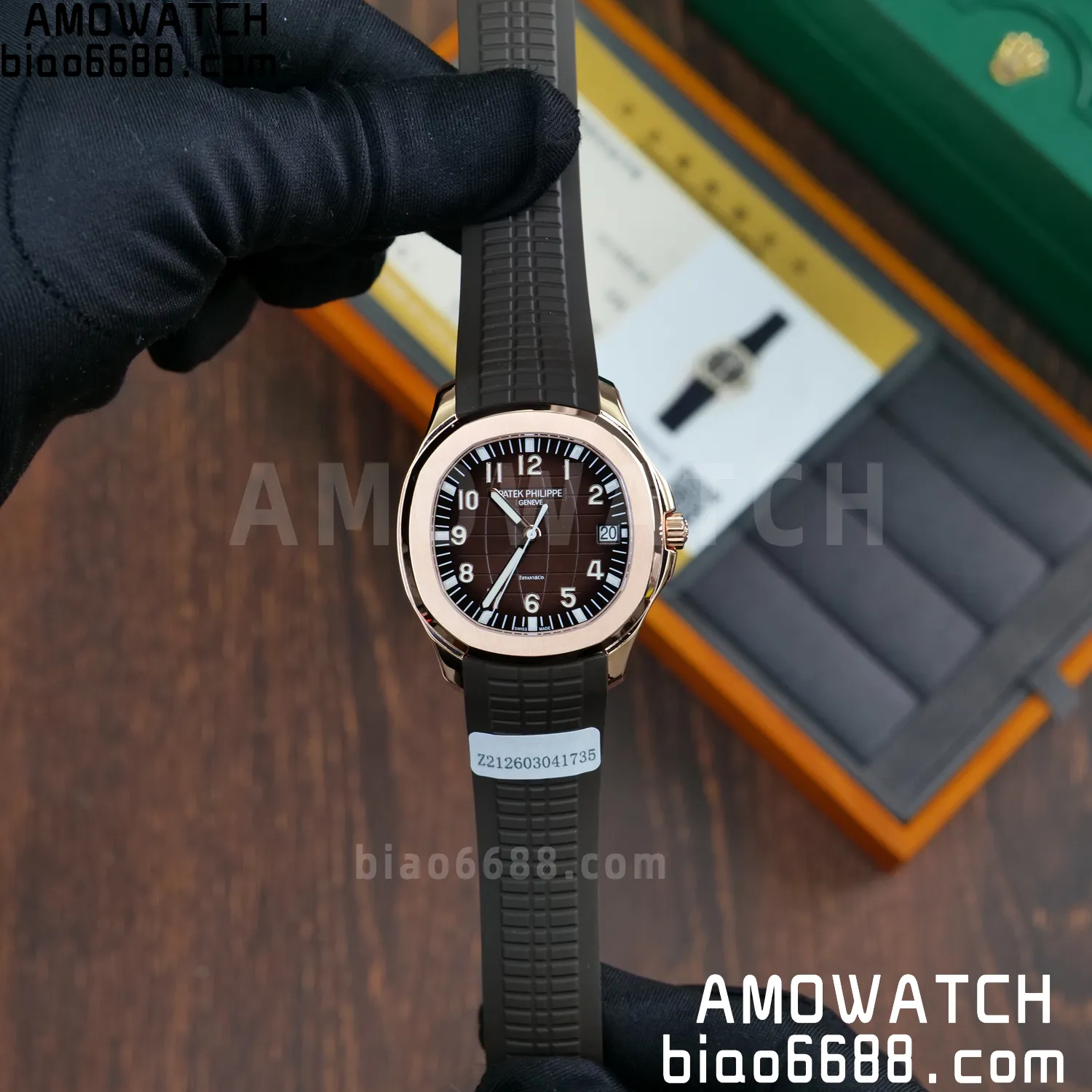 Custom Made PP Aquanaut 5167R ,Modified content :SW factory With Tiffany logo、 Gray Dial、 pointer、DEEP Crystal、18K rose gold-plated 82 15a9a3a328751a8 阿默表行AmoWatch