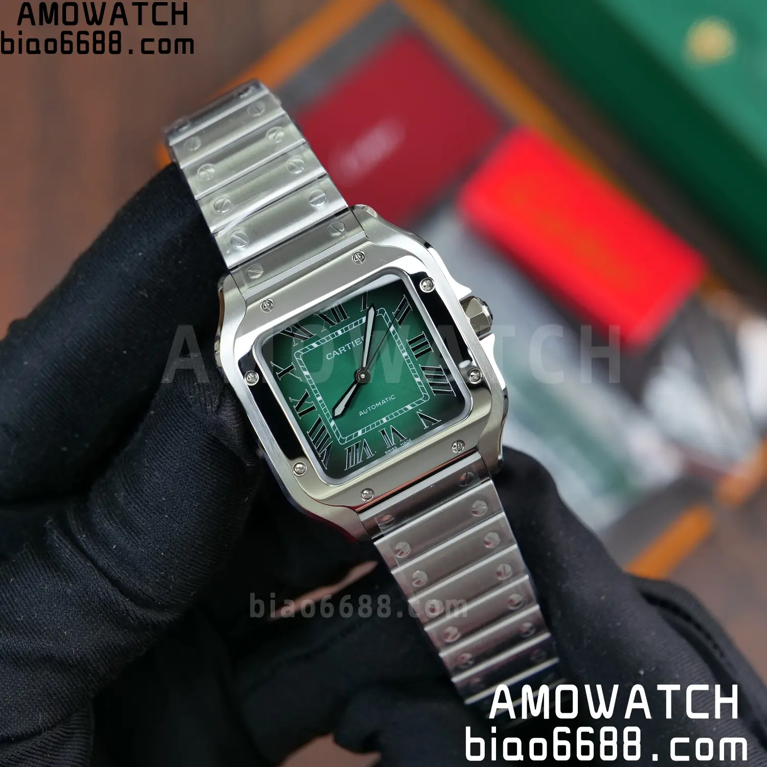 Santos de Cartier 35mm SS BVF 1:1 Best Edition Green Dial on SS Bracelet MIYOTA 9015 61 16243d281c05613 阿默表行AmoWatch