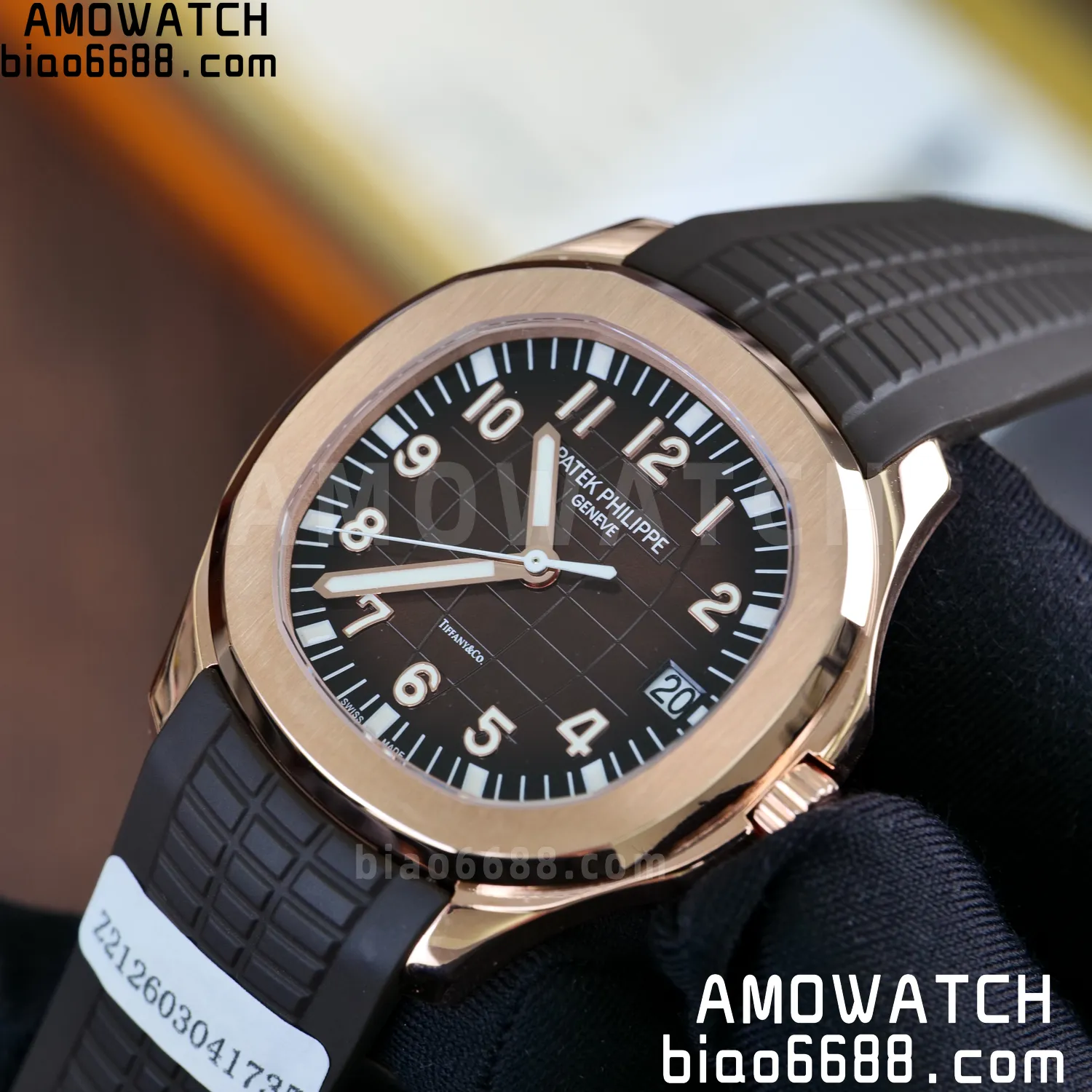 Custom Made PP Aquanaut 5167R ,Modified content :SW factory With Tiffany logo、 Gray Dial、 pointer、DEEP Crystal、18K rose gold-plated 95 19097daf9160440 阿默表行AmoWatch