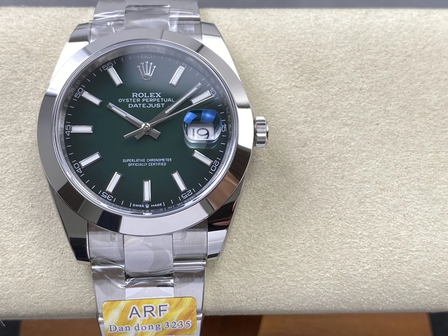 Rolex DateJust 126300 41mm ARF 1:1 Best Edition Green Dial on Oyster Bracelet Smooth Bezel DD3235 28 1ae68fc1a07e816 阿默表行AmoWatch