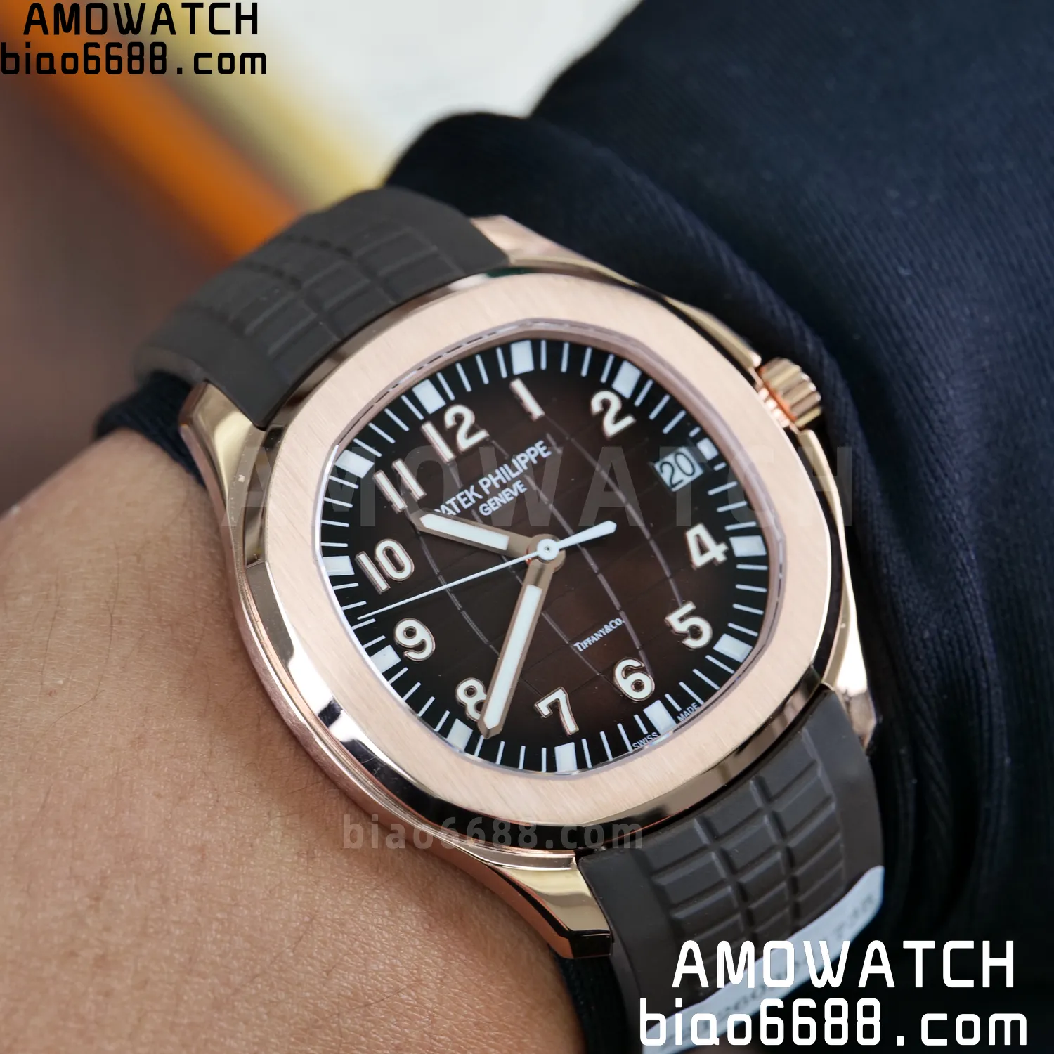 Custom Made PP Aquanaut 5167R ,Modified content :SW factory With Tiffany logo、 Gray Dial、 pointer、DEEP Crystal、18K rose gold-plated 109 1e0bc4726cf4e88 阿默表行AmoWatch