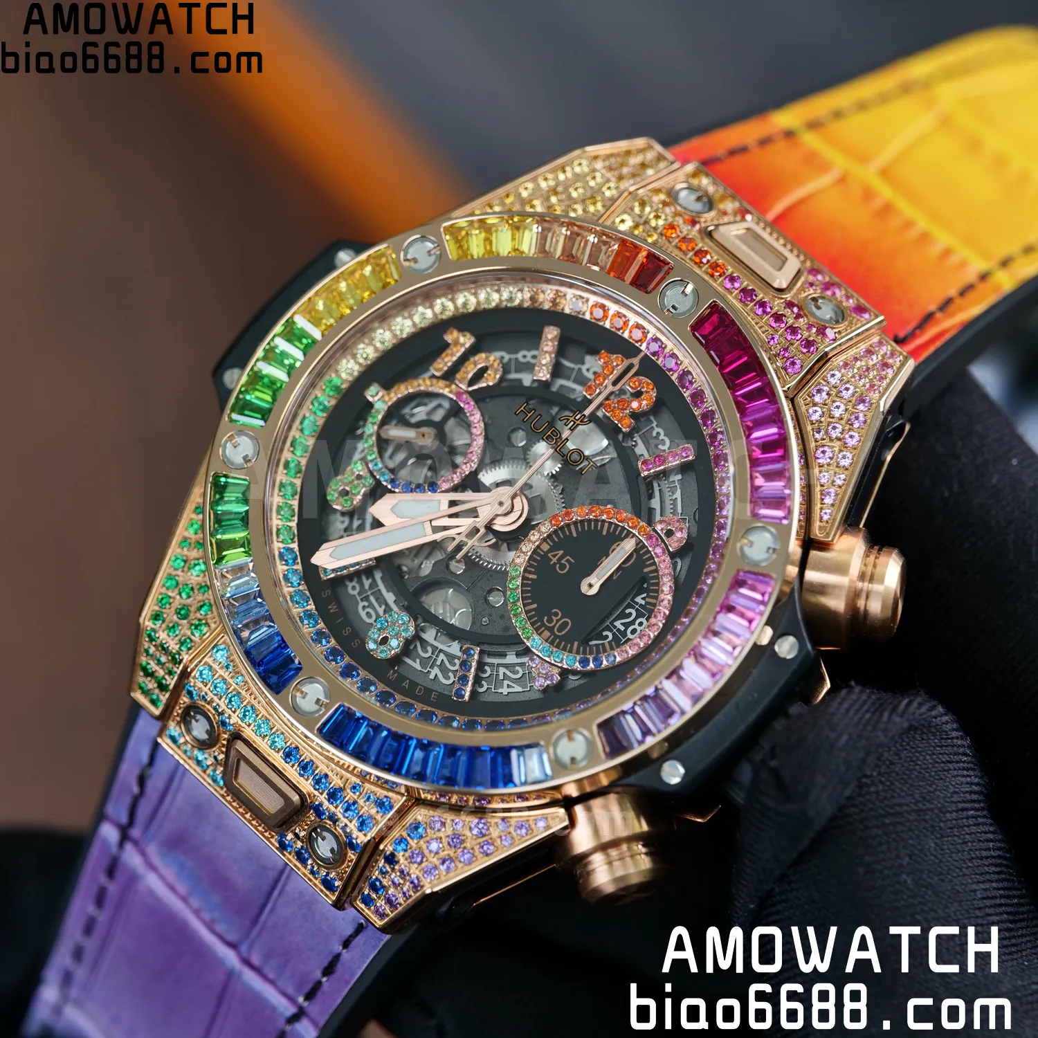 HUBLOT Big Bang Unico Rainbow King 421.OX 42mm BBF 1:1 Best Edition on Rainbow Gummy Strap A1280 73 1e77afeaf0c65bc AMO Watch
