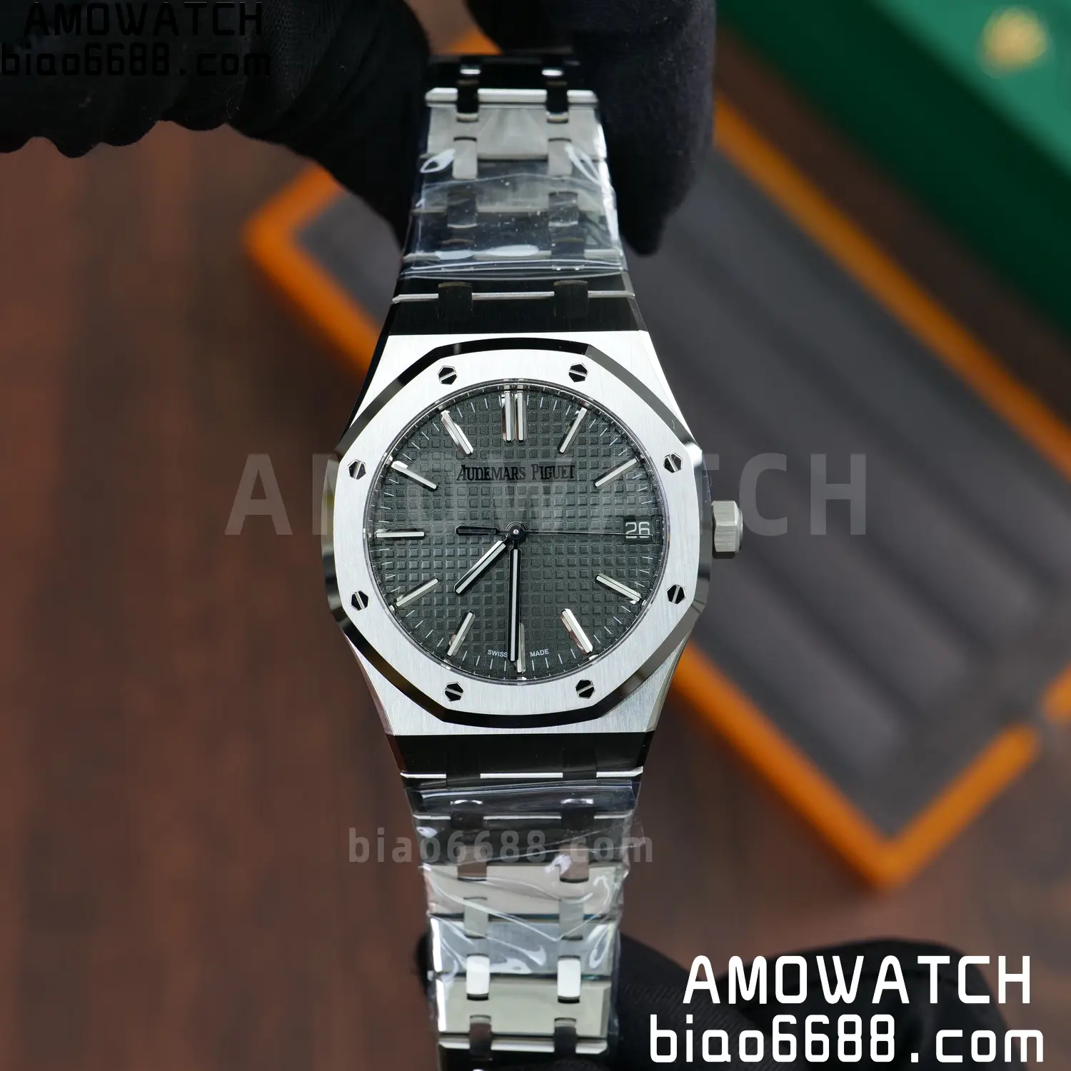 Royal Oak 41mm 15510 SS VSF 1:1 Best Edition Green Textured Dial on SS Bracelet DD4302 Super Clone 68 26009311bc7ffc8 阿默表行AmoWatch
