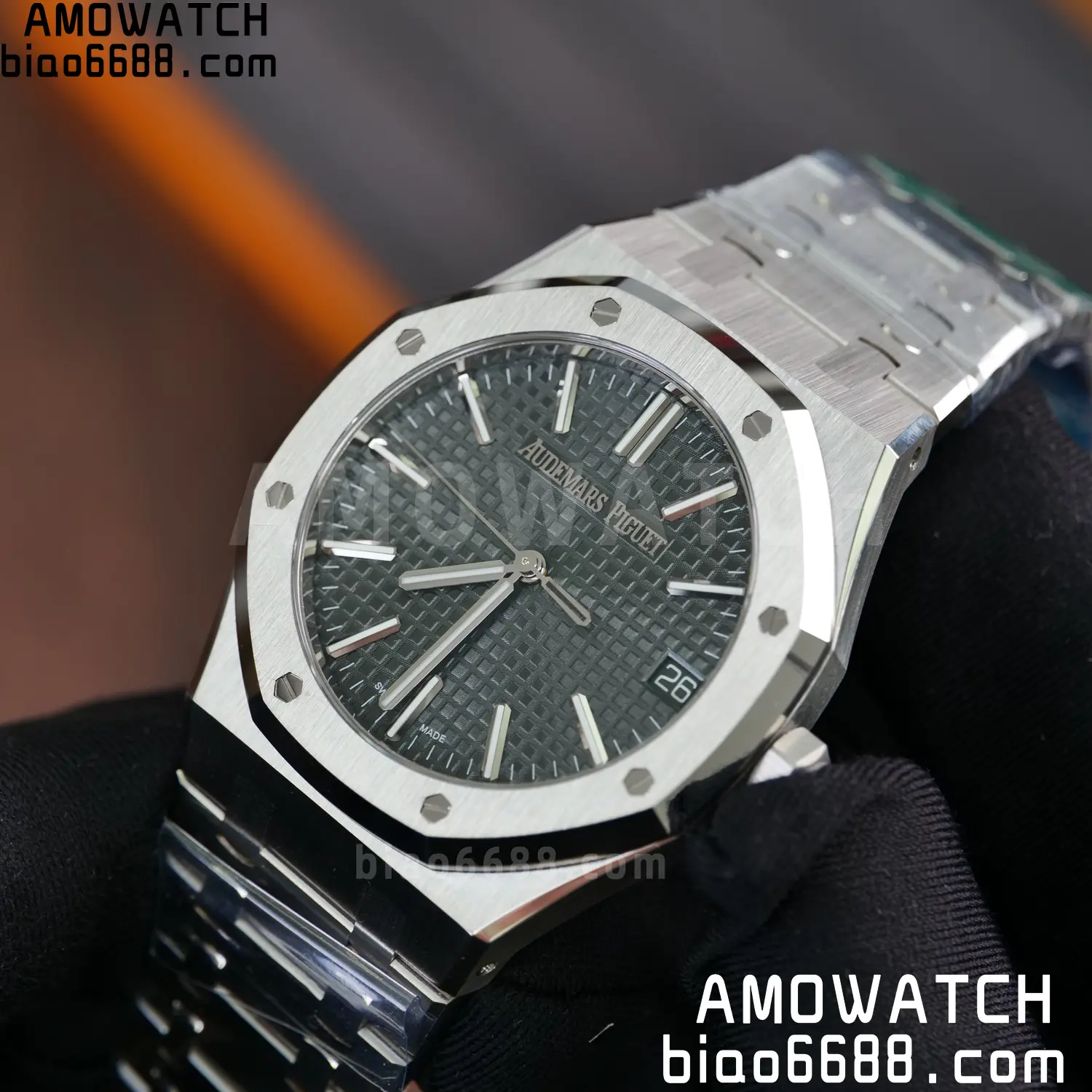 Royal Oak 41mm 15510 SS VSF 1:1 Best Edition Green Textured Dial on SS Bracelet DD4302 Super Clone 75 2620fd158a6dc9f 阿默表行AmoWatch