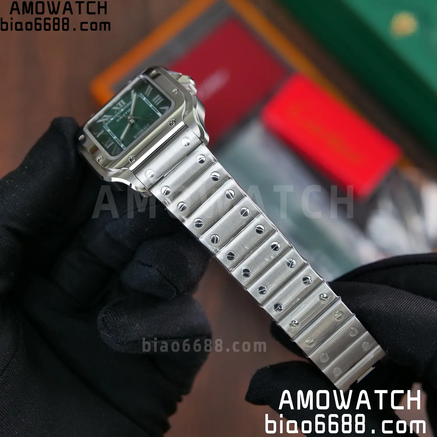 Santos de Cartier 35mm SS BVF 1:1 Best Edition Green Dial on SS Bracelet MIYOTA 9015 64 29bc8f752a87404 阿默表行AmoWatch