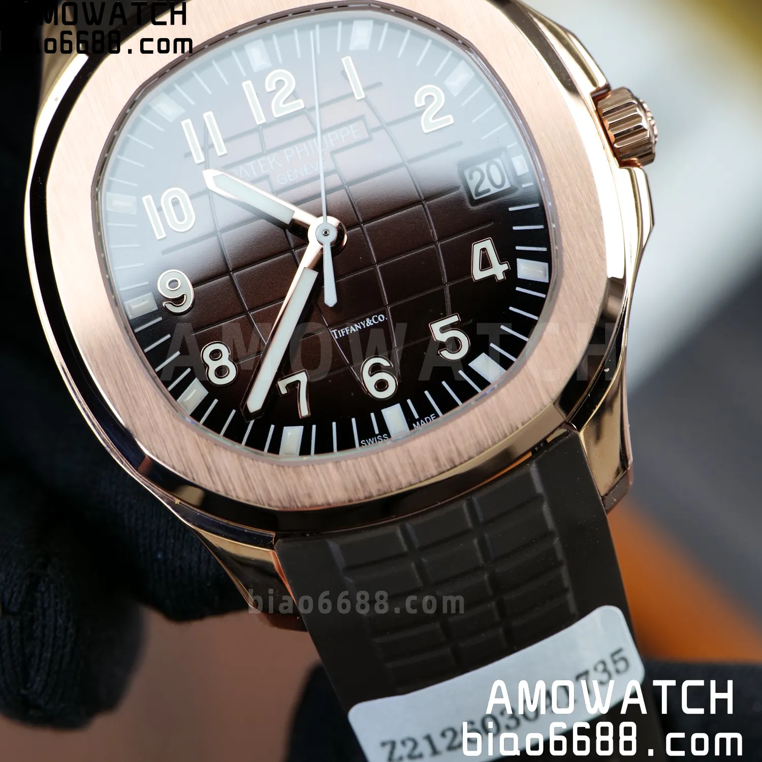 Custom Made PP Aquanaut 5167R ,Modified content :SW factory With Tiffany logo、 Gray Dial、 pointer、DEEP Crystal、18K rose gold-plated 99 2dafb2d17a8a050 阿默表行AmoWatch