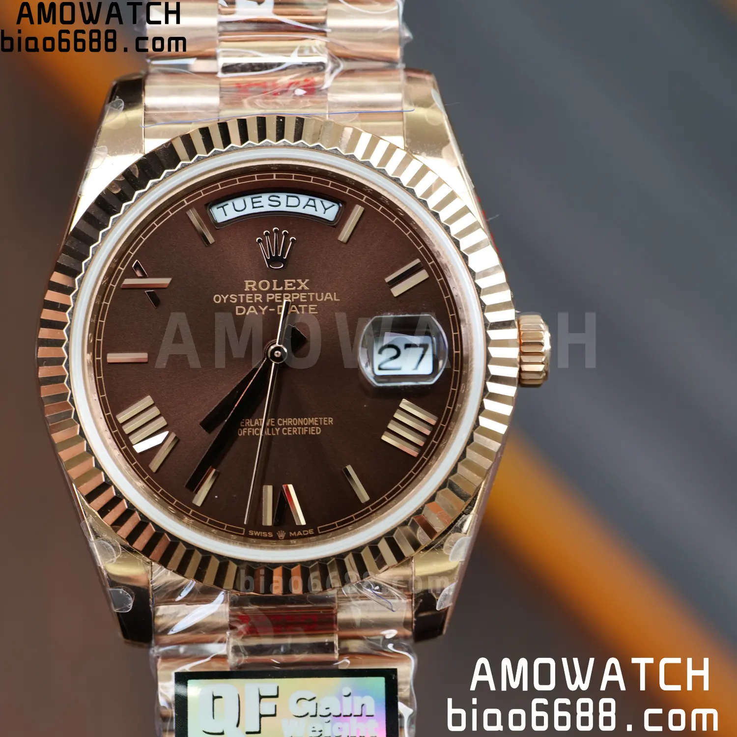 Rolex DayDate 228235 40 RG QF1:1 Best Edition Brown Roman Dial on Bracelet V6(Tungsten Heavy Versio) 66 2e3f7e6653f49bd 阿默表行AmoWatch