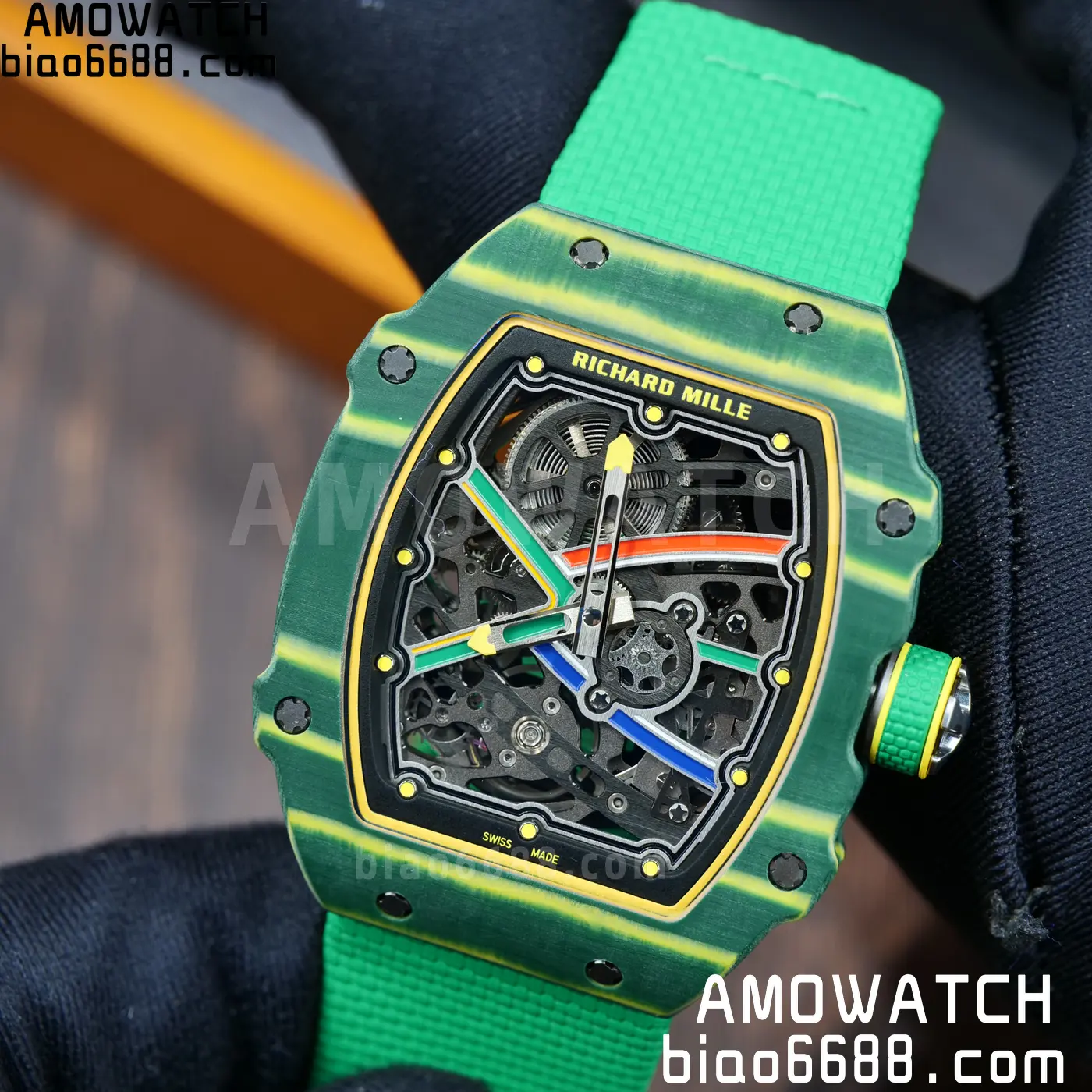 RICHARD MILLE RM67-02 Green NTPT Best Edition Umi Maker's Dial on Green Nylon strap CRMA7 Clone V9 100 32d41a46f1159c3 AMO Watch