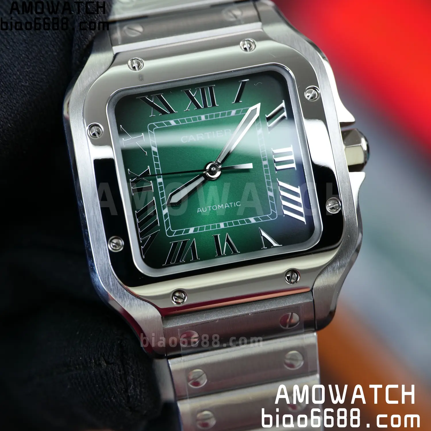 Santos de Cartier 35mm SS BVF 1:1 Best Edition Green Dial on SS Bracelet MIYOTA 9015 76 35ad634cf400bf2 阿默表行AmoWatch