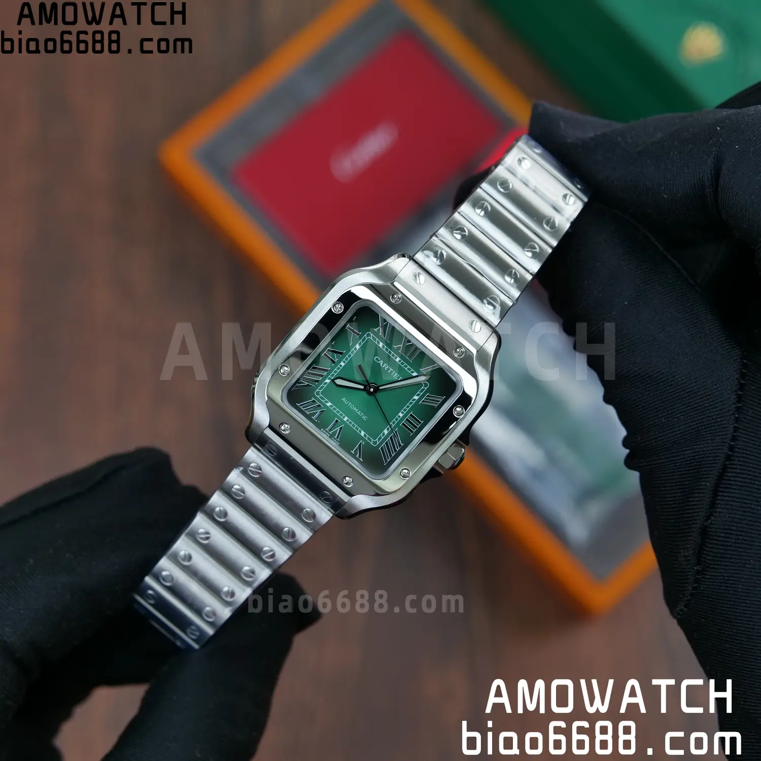 Santos de Cartier 35mm SS BVF 1:1 Best Edition Green Dial on SS Bracelet MIYOTA 9015 62 423e1a3f6850f75 阿默表行AmoWatch